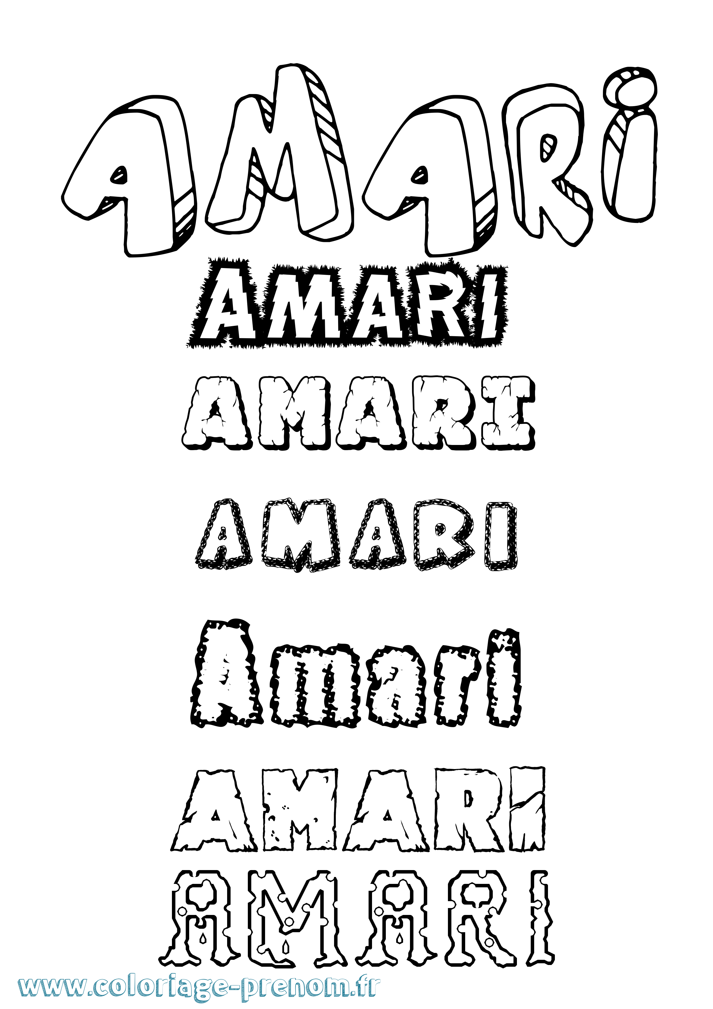 Coloriage prénom Amari Destructuré