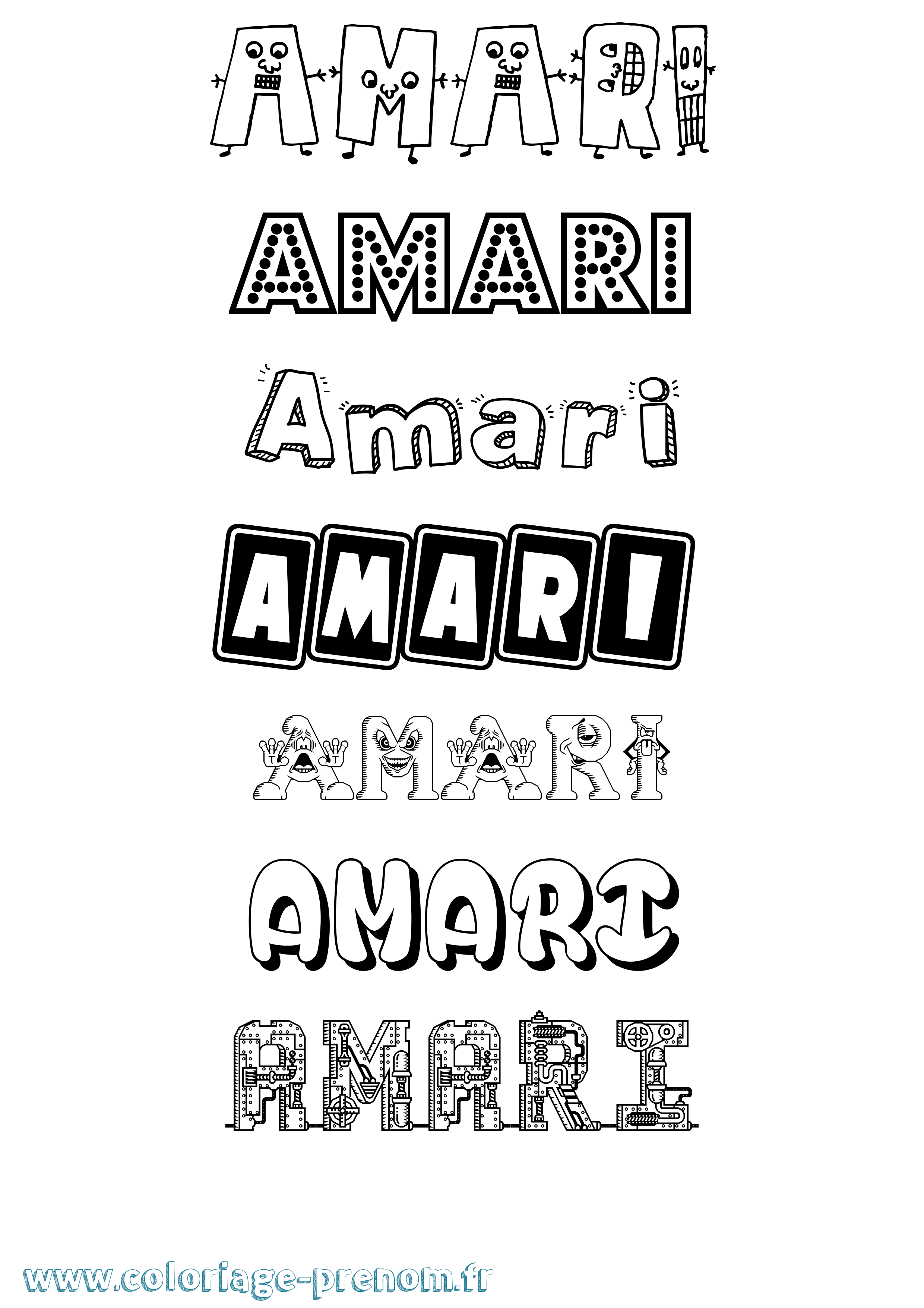 Coloriage prénom Amari Fun