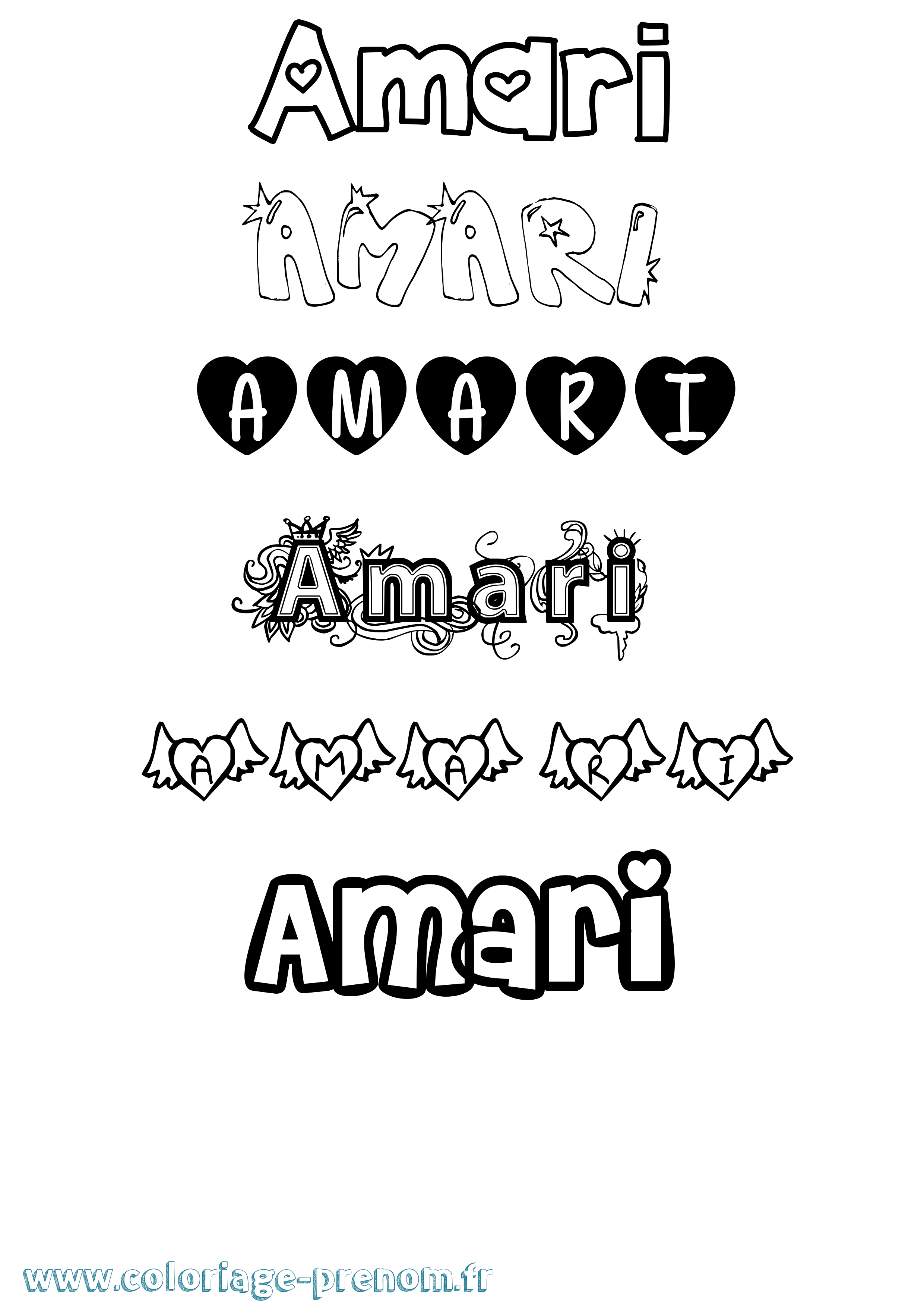 Coloriage prénom Amari Girly