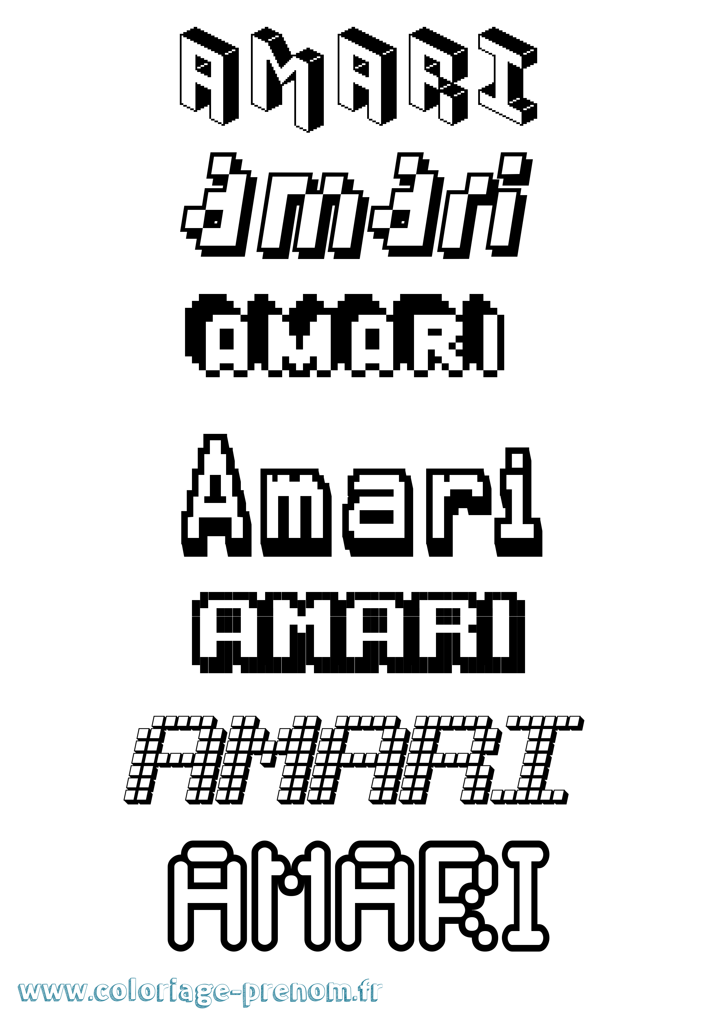 Coloriage prénom Amari Pixel