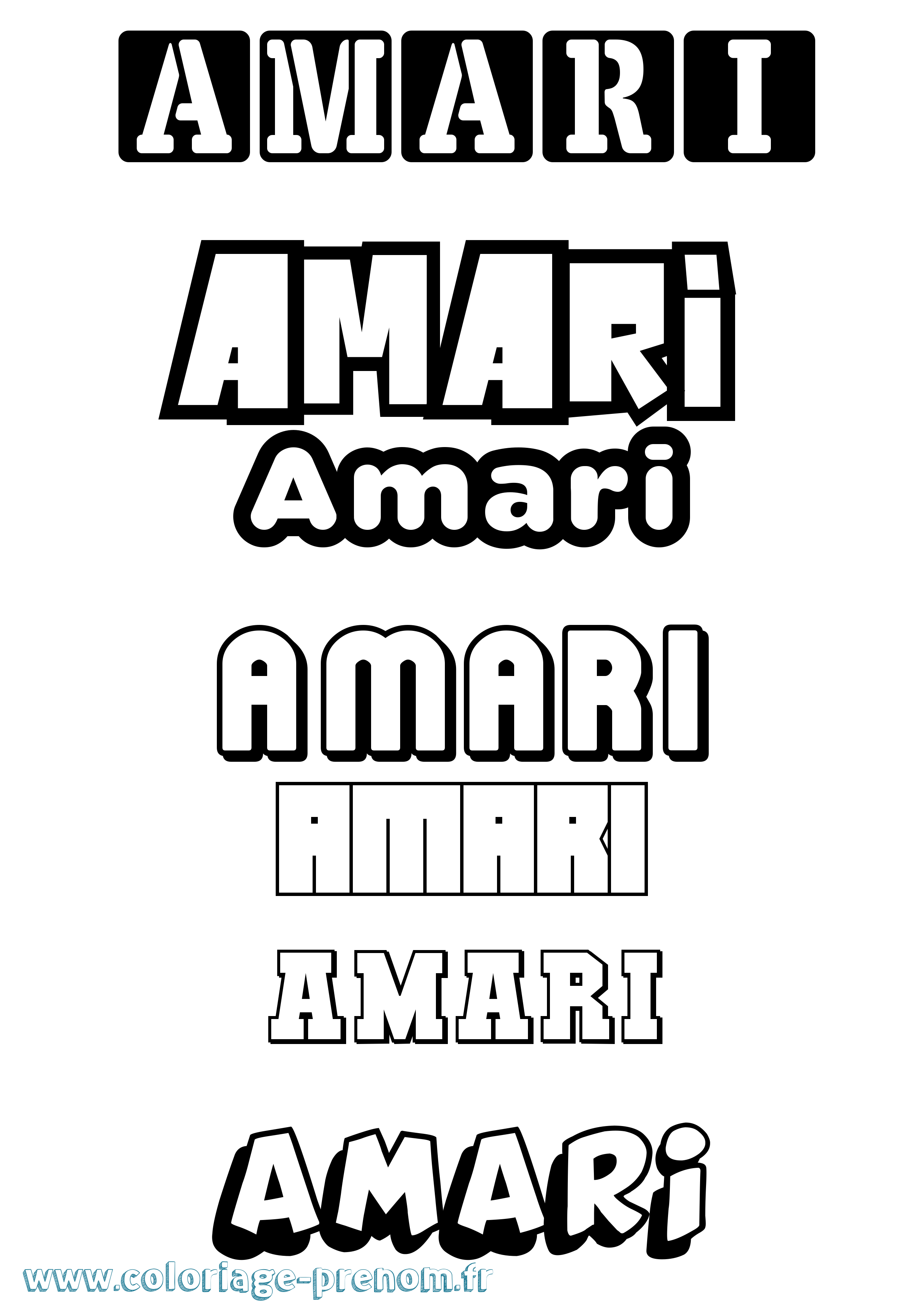 Coloriage prénom Amari Simple