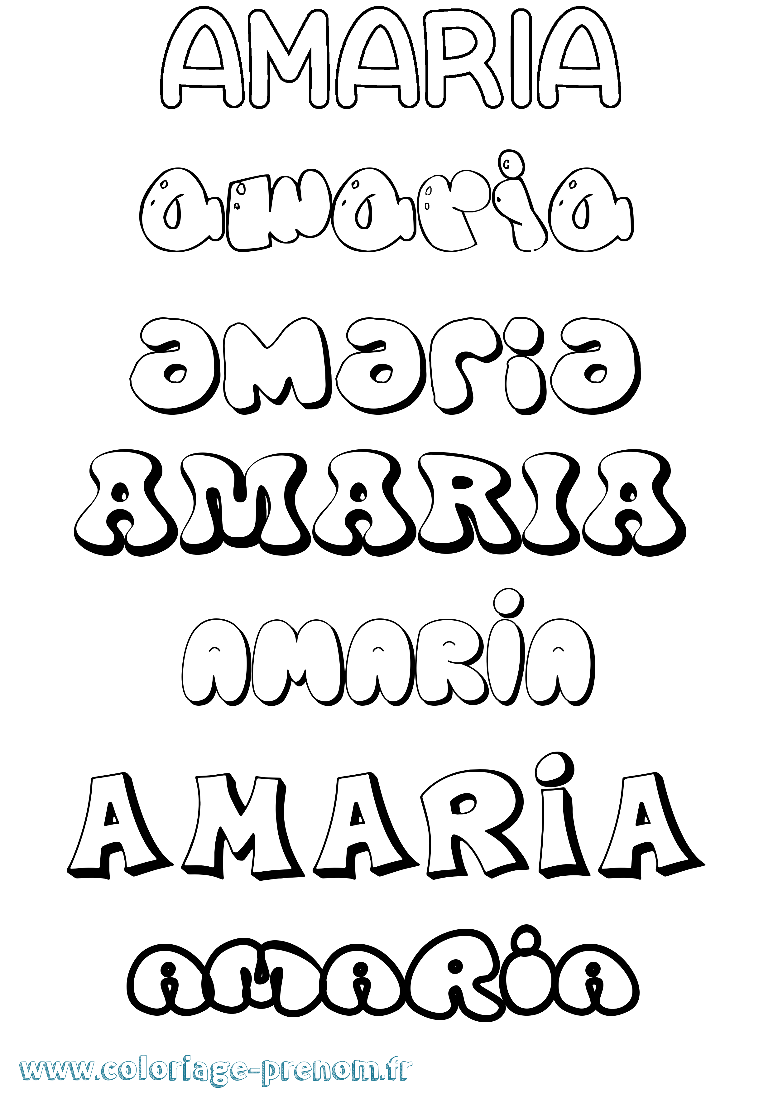 Coloriage prénom Amaria Bubble