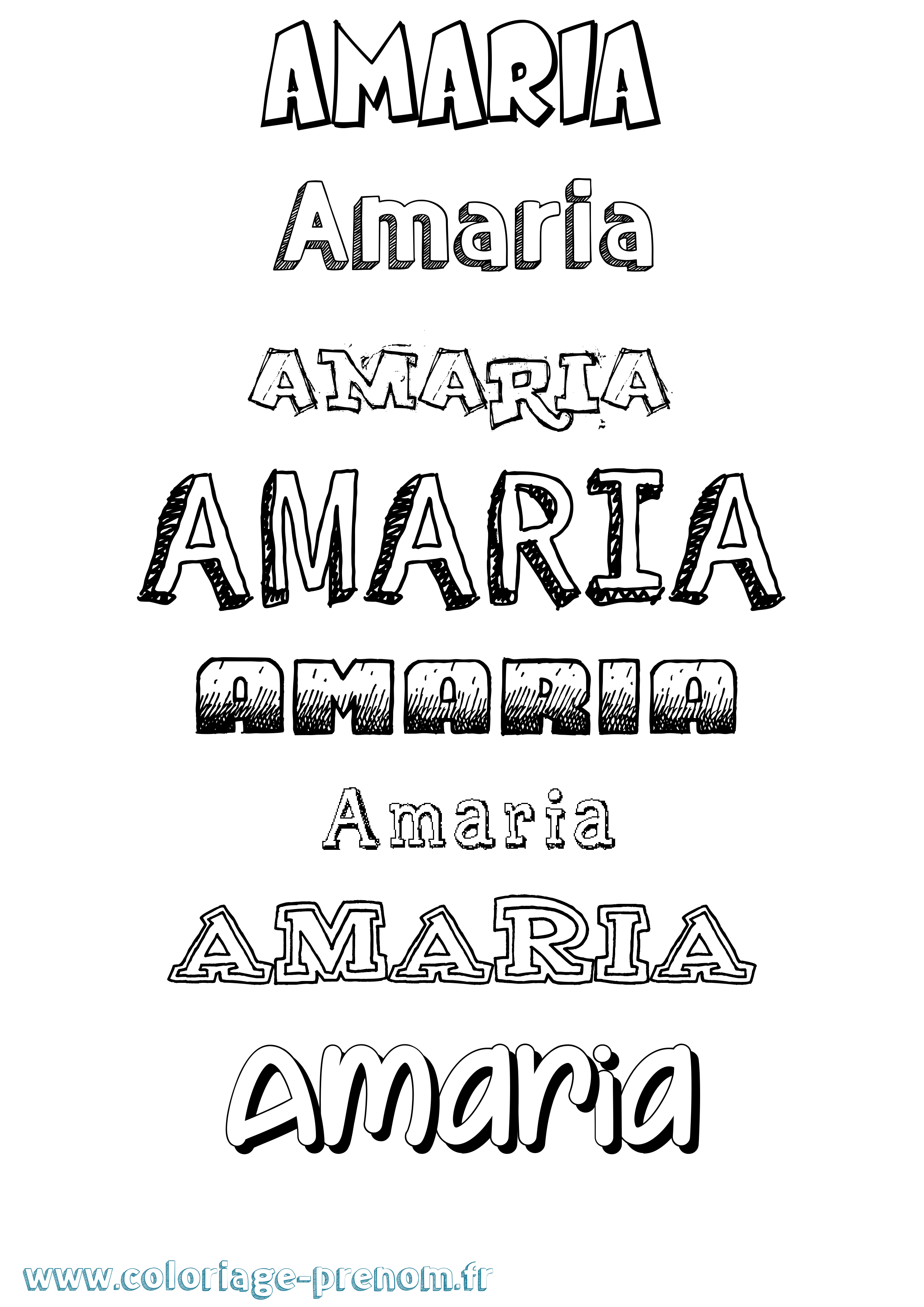 Coloriage prénom Amaria Dessiné