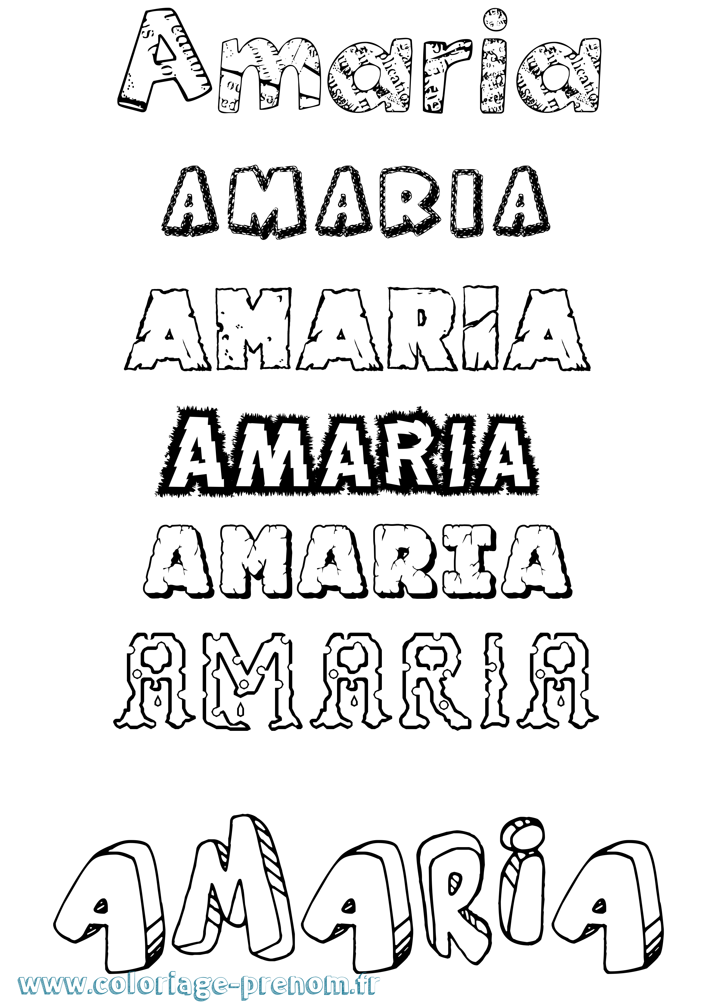 Coloriage prénom Amaria Destructuré