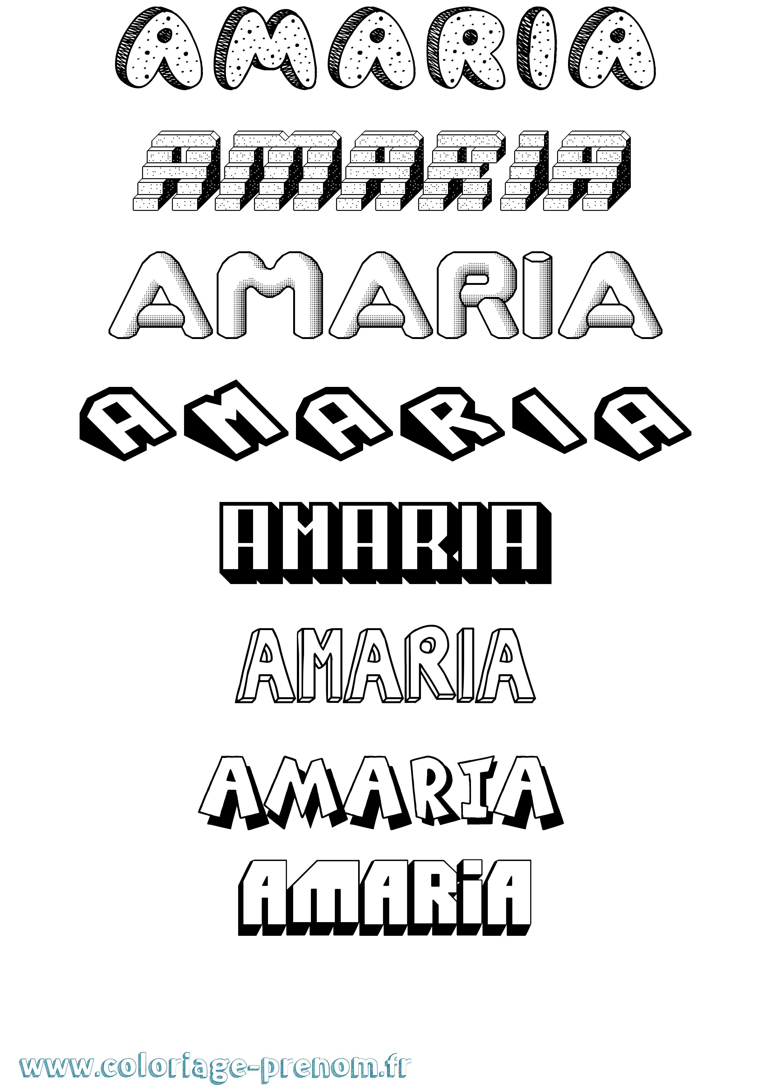 Coloriage prénom Amaria Effet 3D