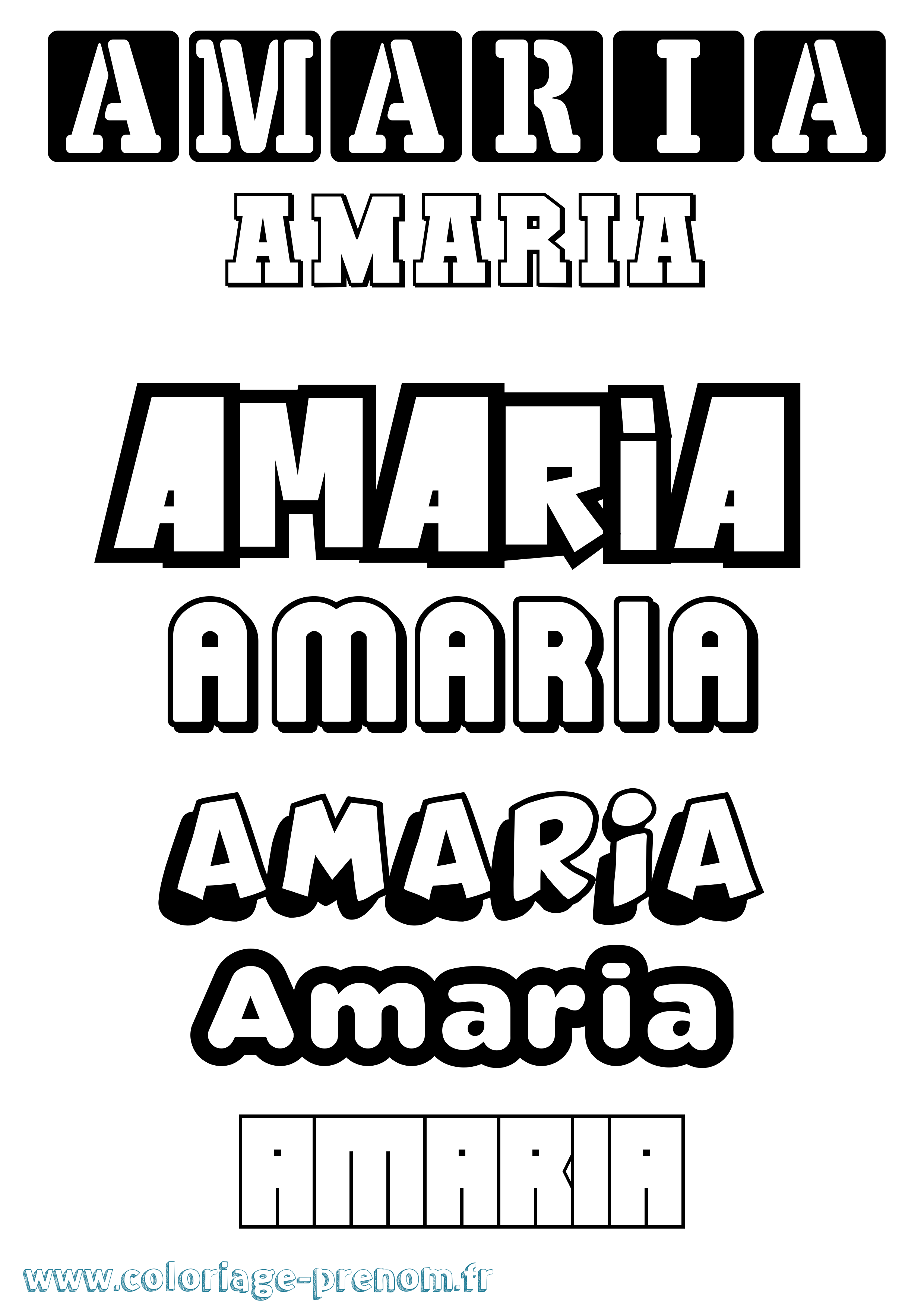 Coloriage prénom Amaria Simple