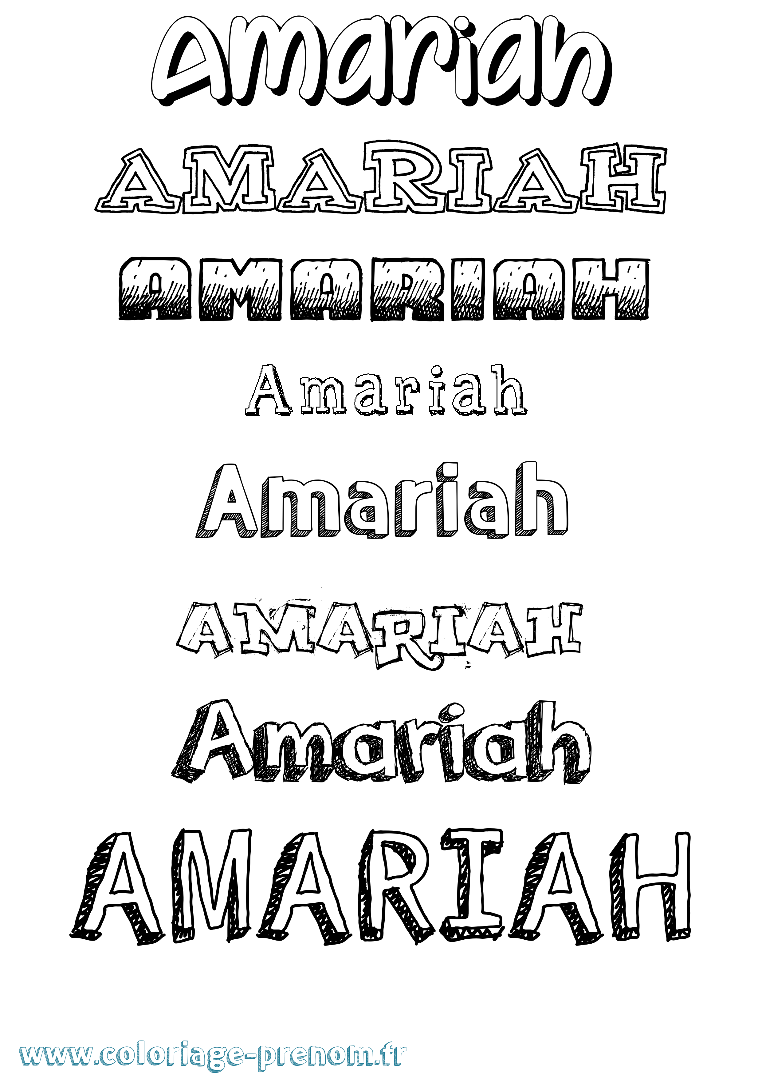 Coloriage prénom Amariah Dessiné