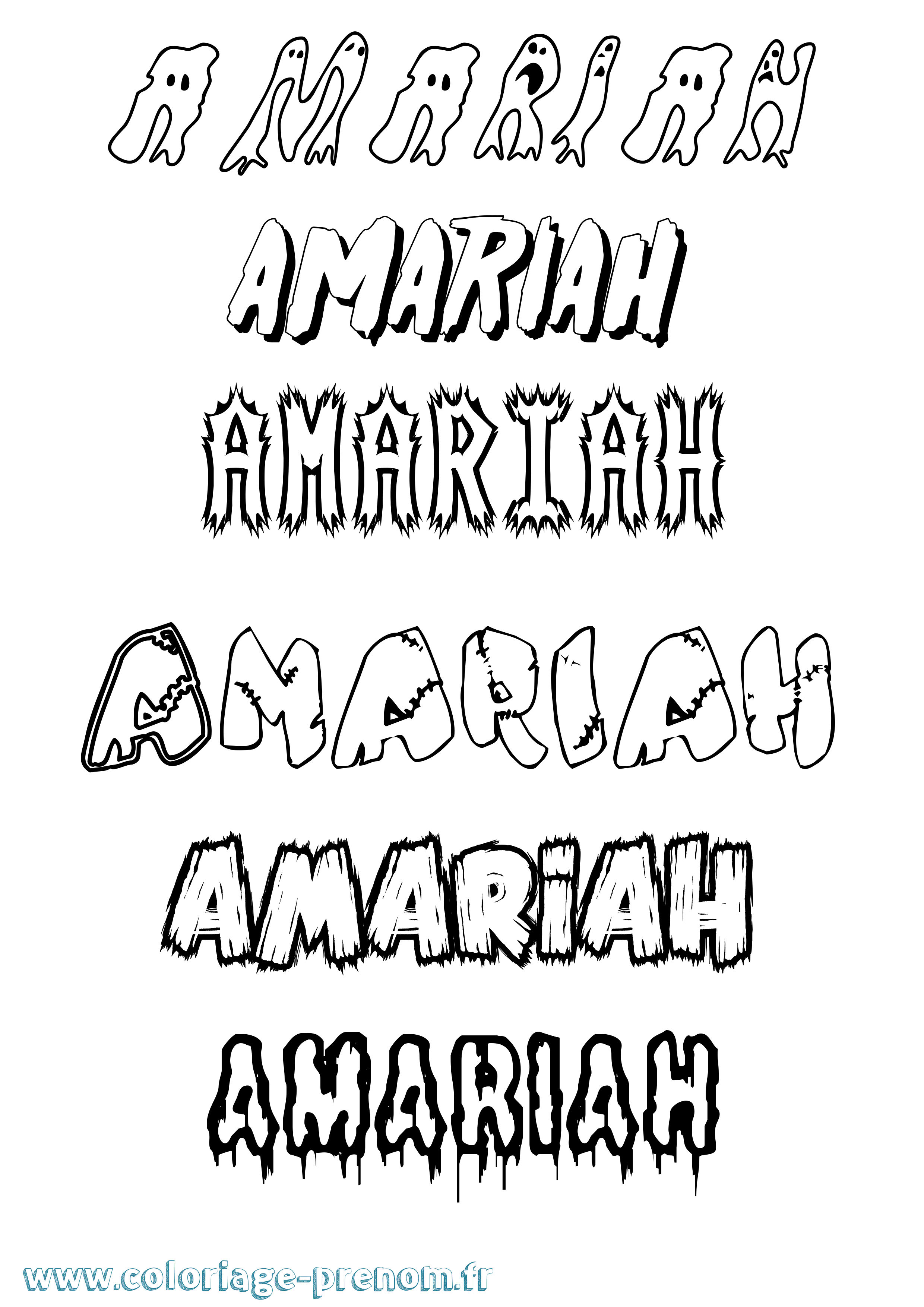 Coloriage prénom Amariah Frisson