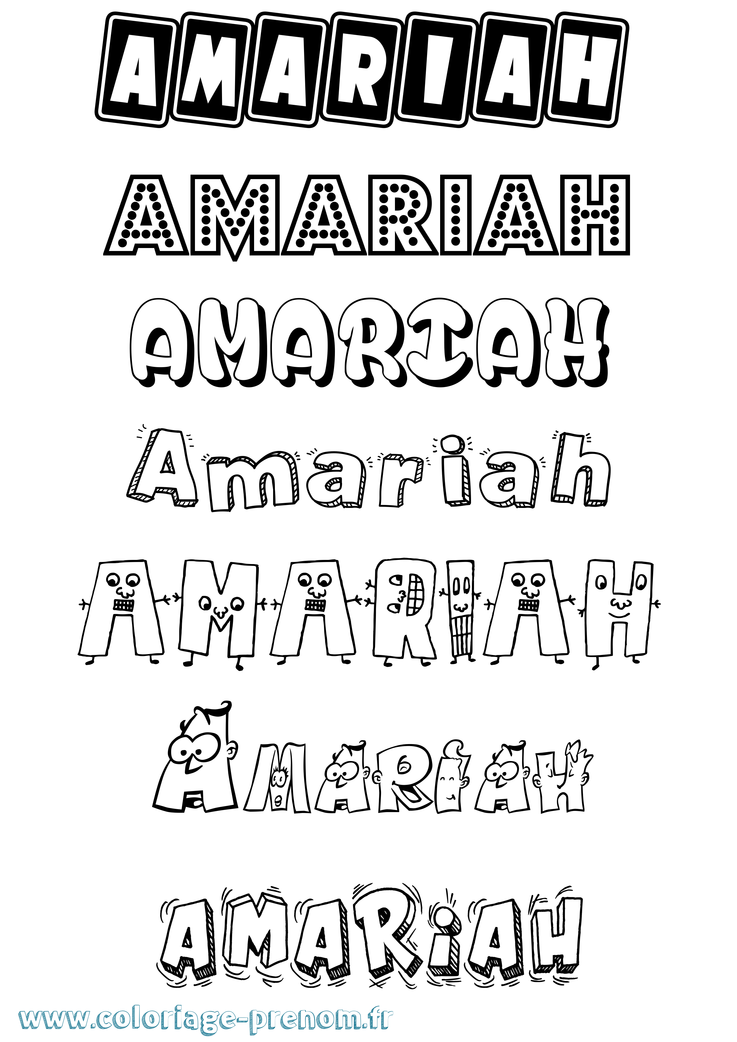 Coloriage prénom Amariah Fun