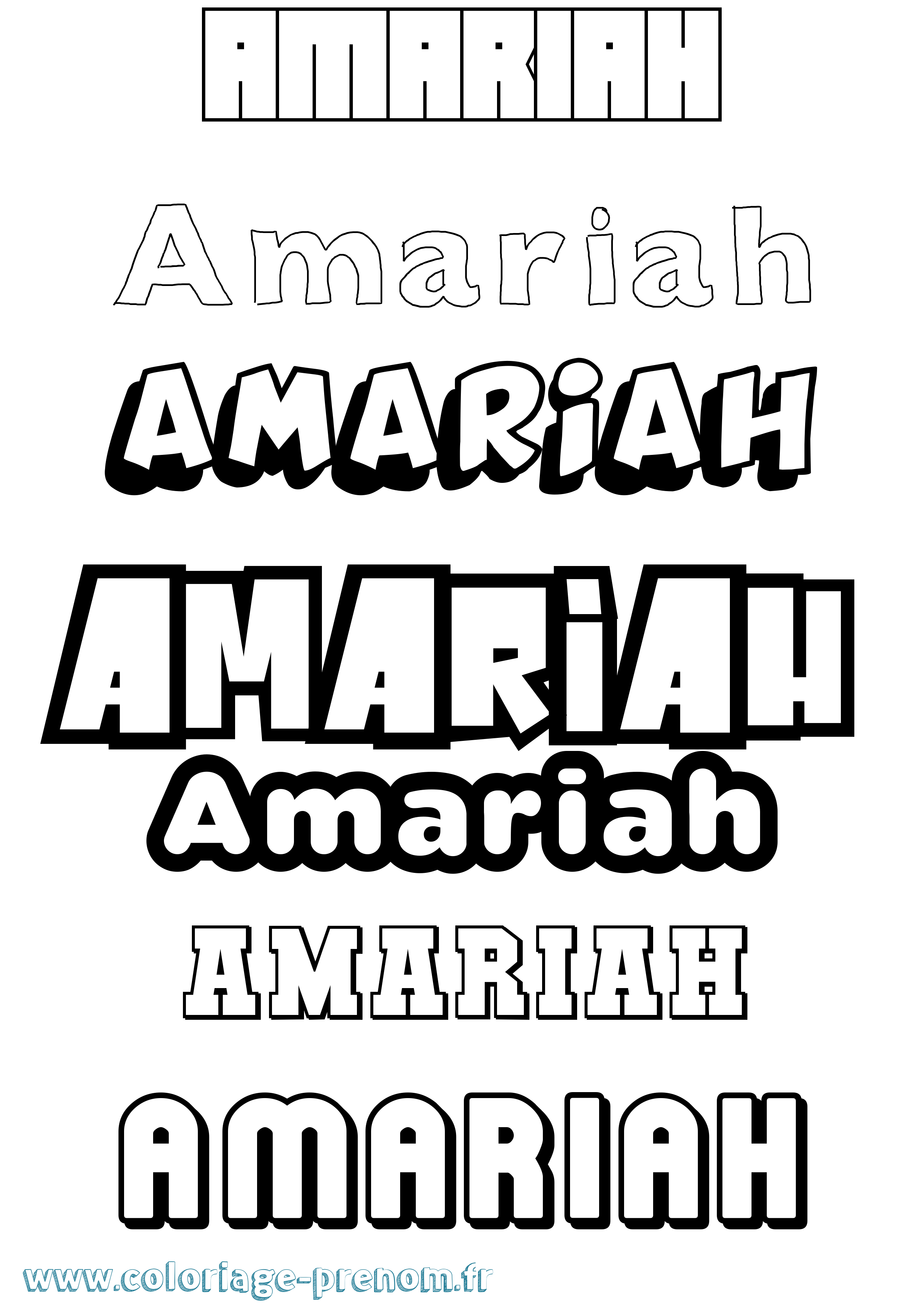 Coloriage prénom Amariah Simple