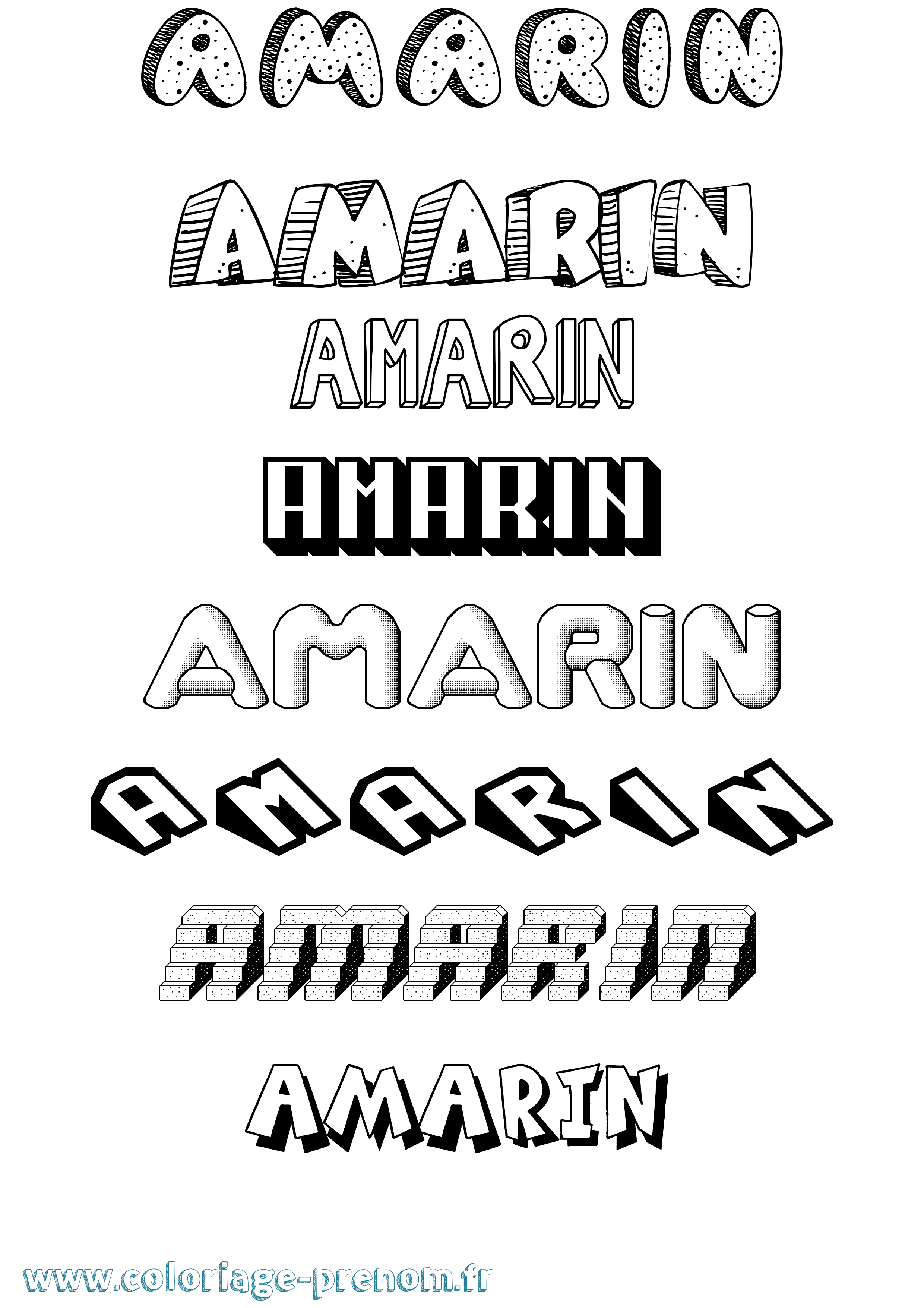 Coloriage Amarin Effet 3D Coloriage prénom Amarin Effet 3D