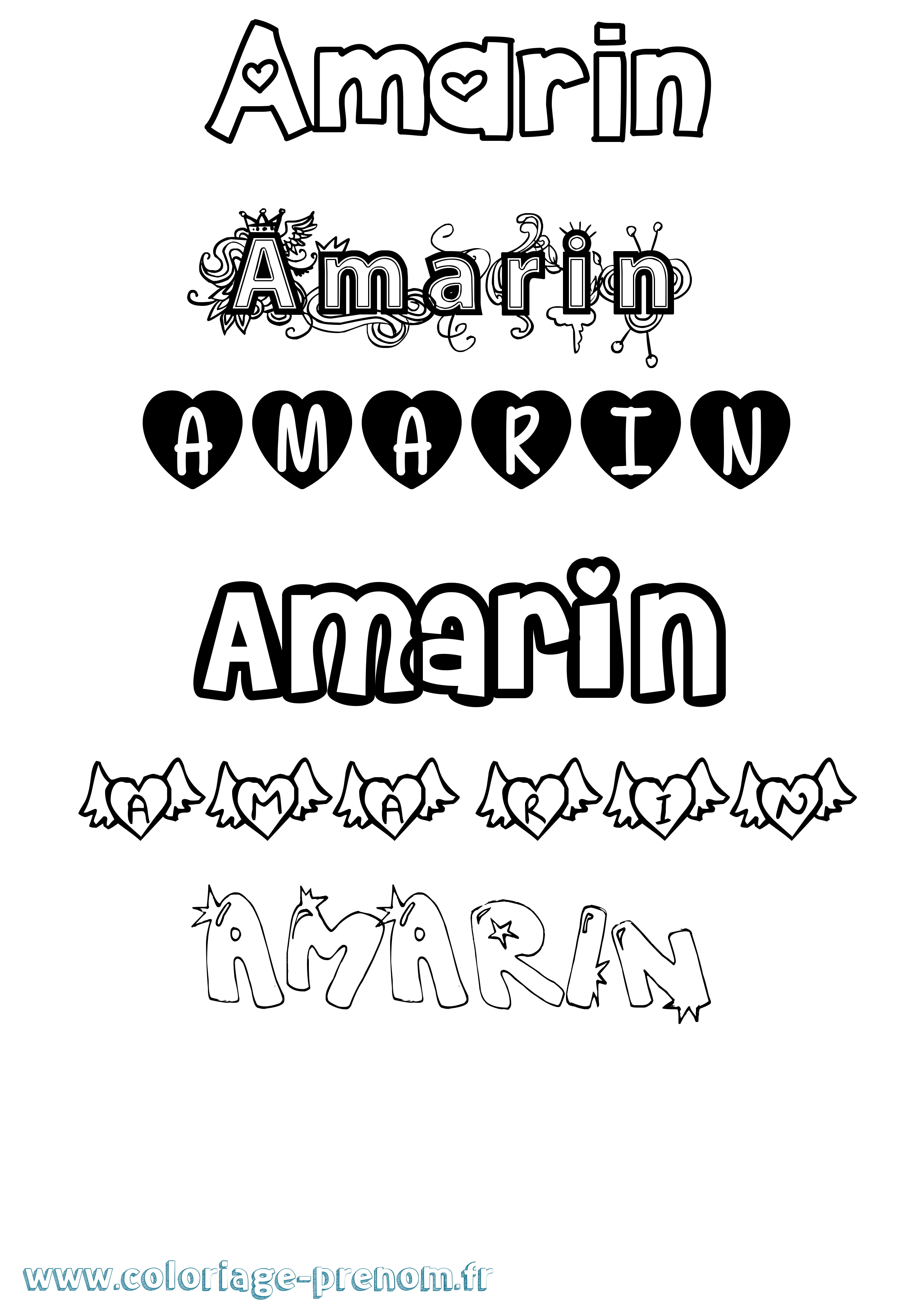 Coloriage Amarin Girly Coloriage prénom Amarin Girly
