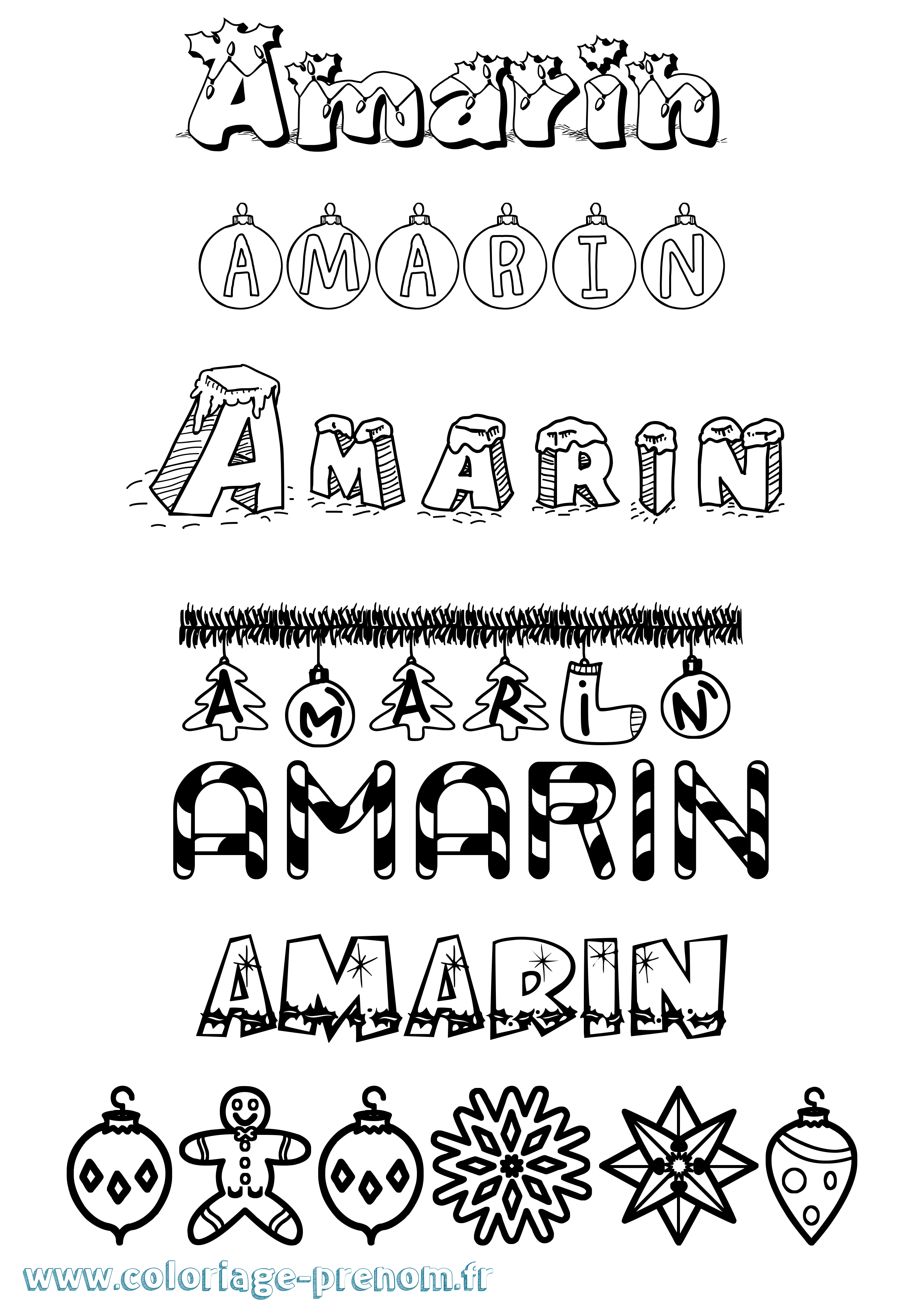 Coloriage Amarin Noël Coloriage prénom Amarin Noël