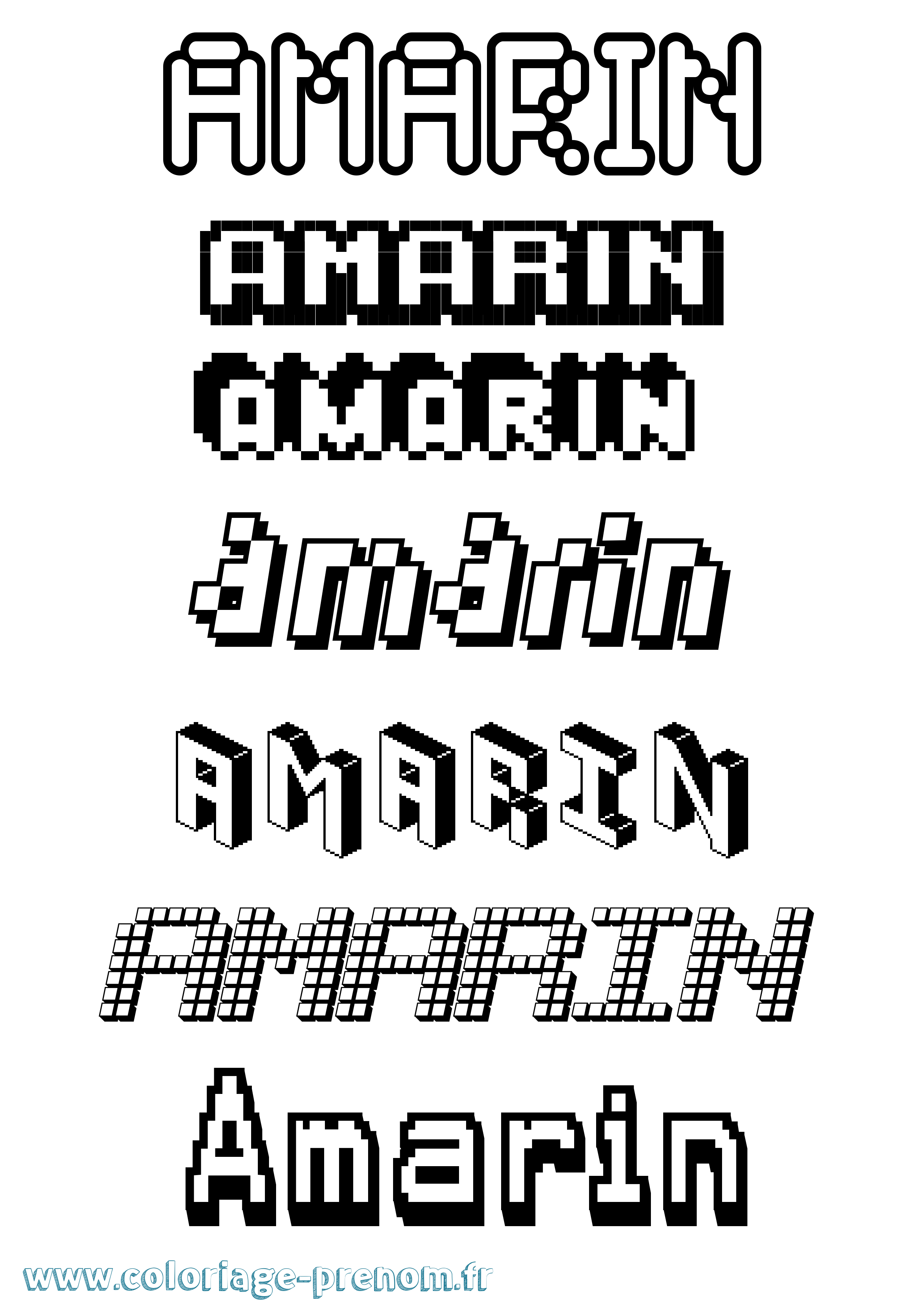 Coloriage prénom Amarin Pixel