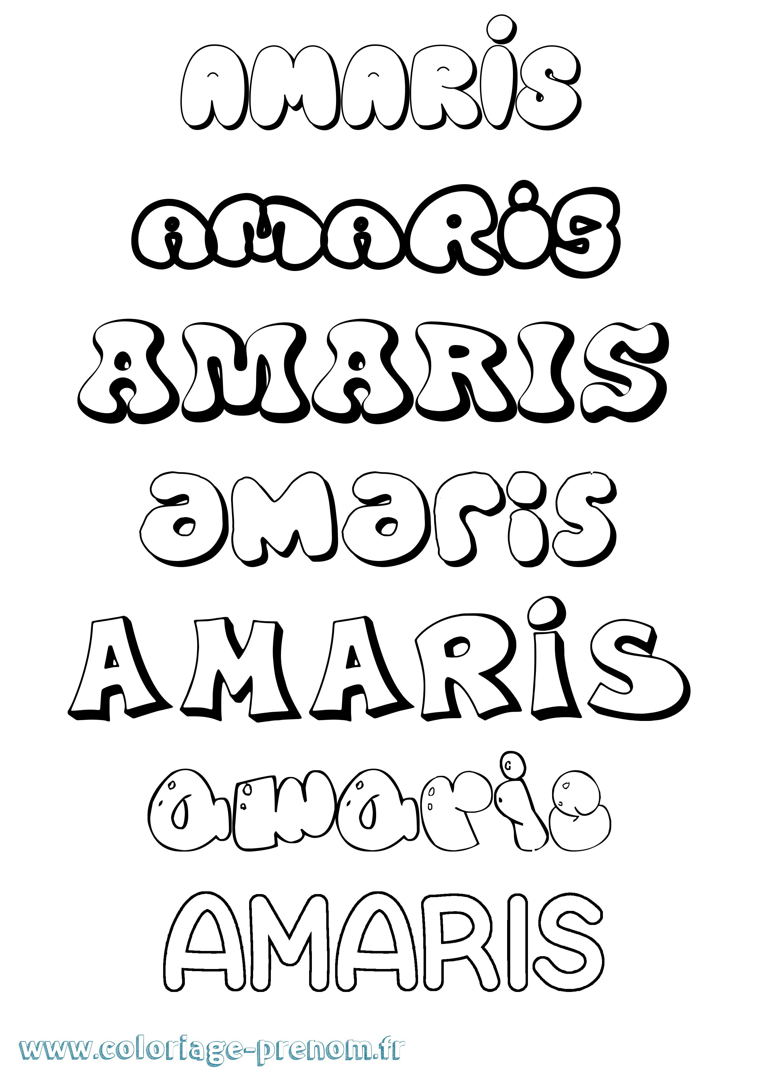 Coloriage prénom Amaris Bubble