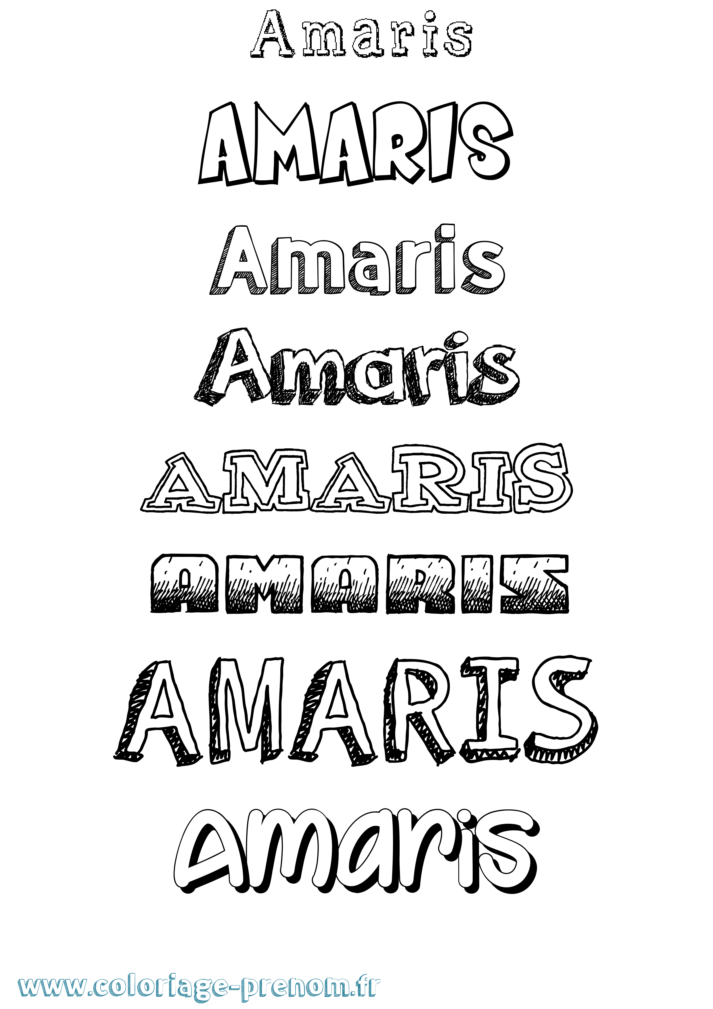 Coloriage prénom Amaris Dessiné