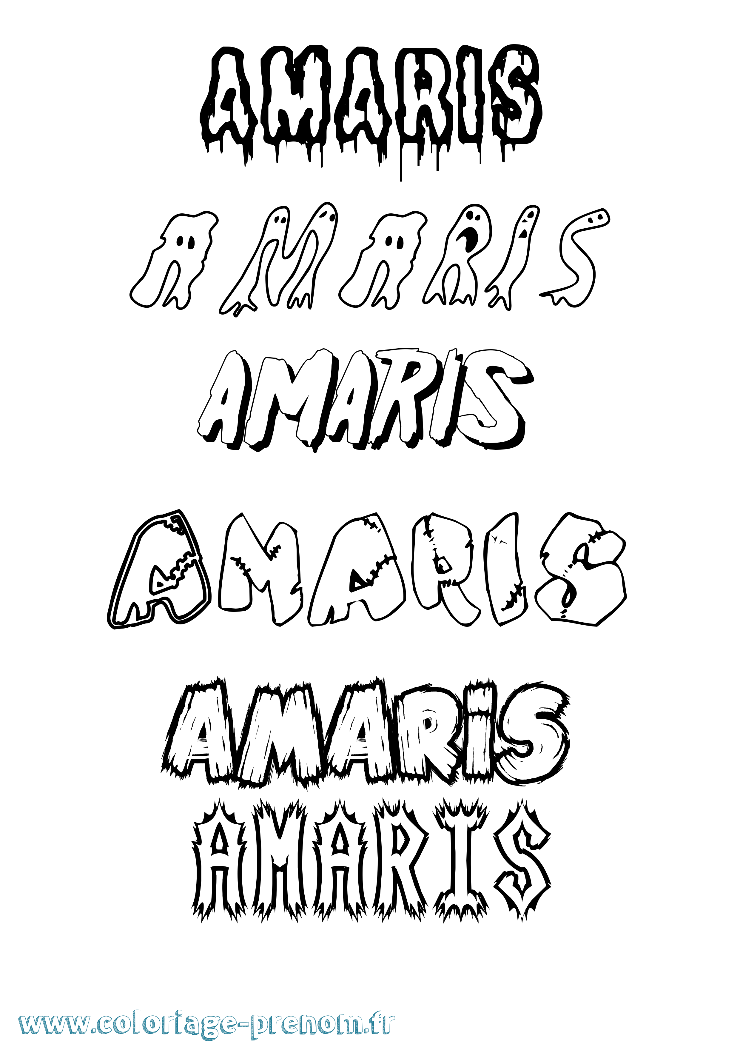 Coloriage prénom Amaris Frisson