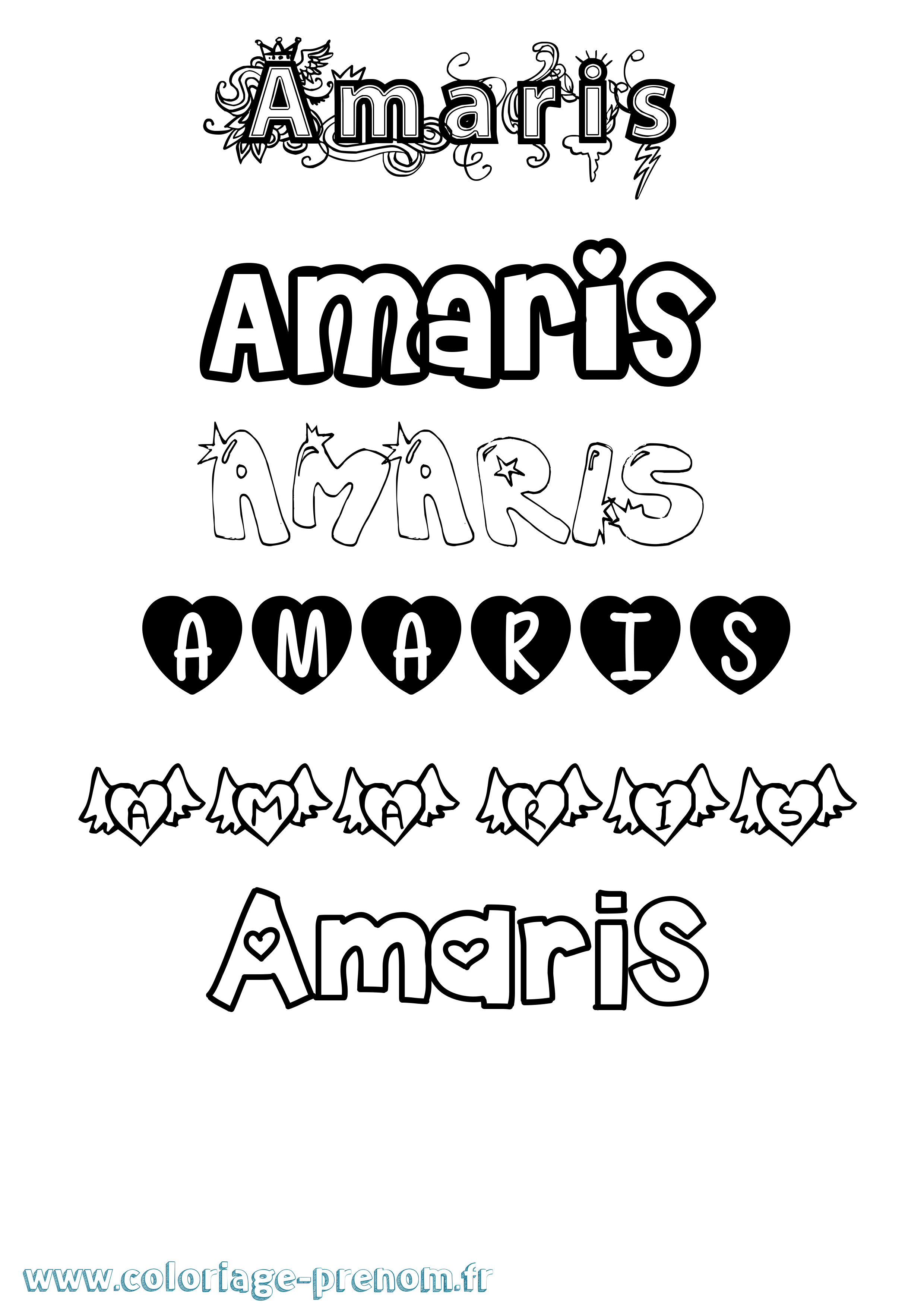 Coloriage prénom Amaris Girly