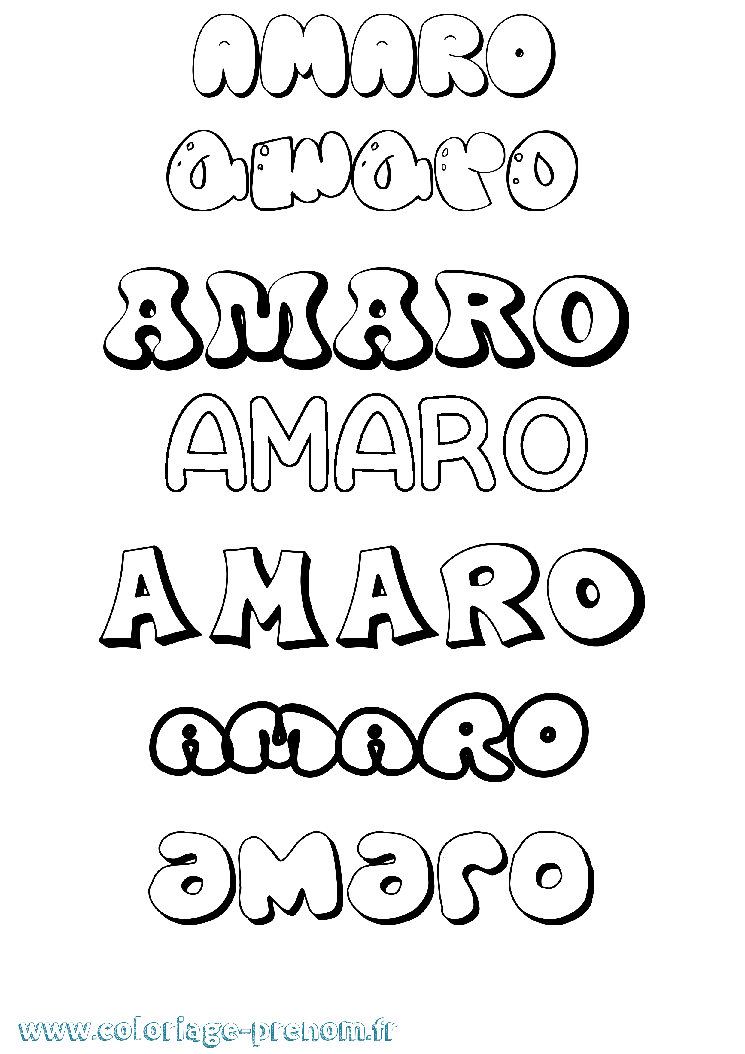 Coloriage prénom Amaro Bubble