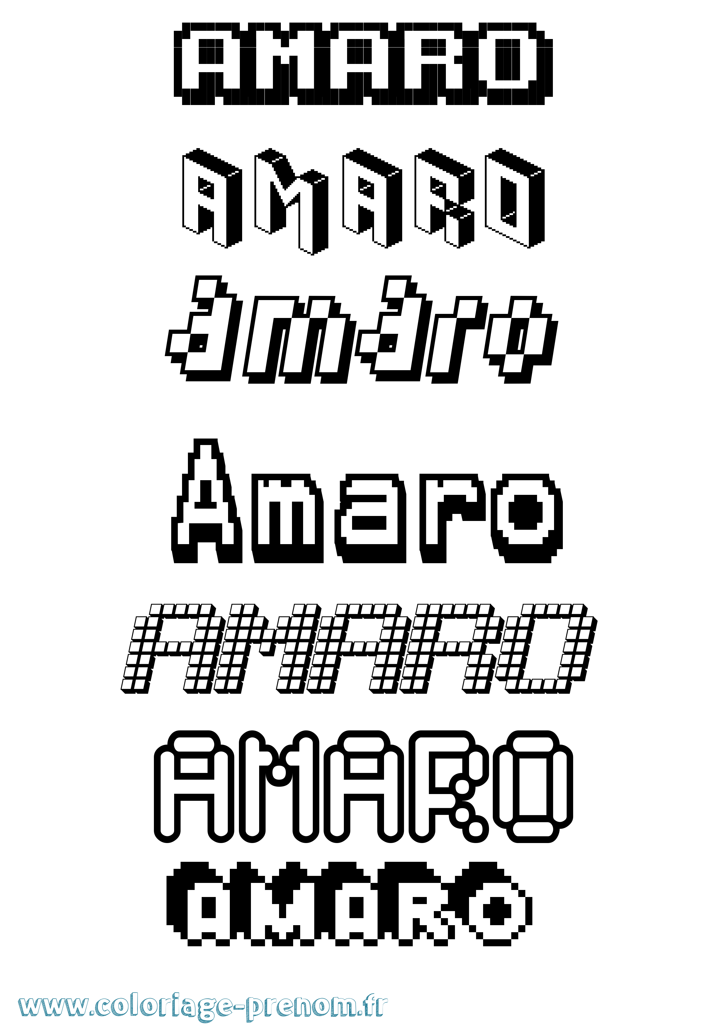 Coloriage prénom Amaro Pixel