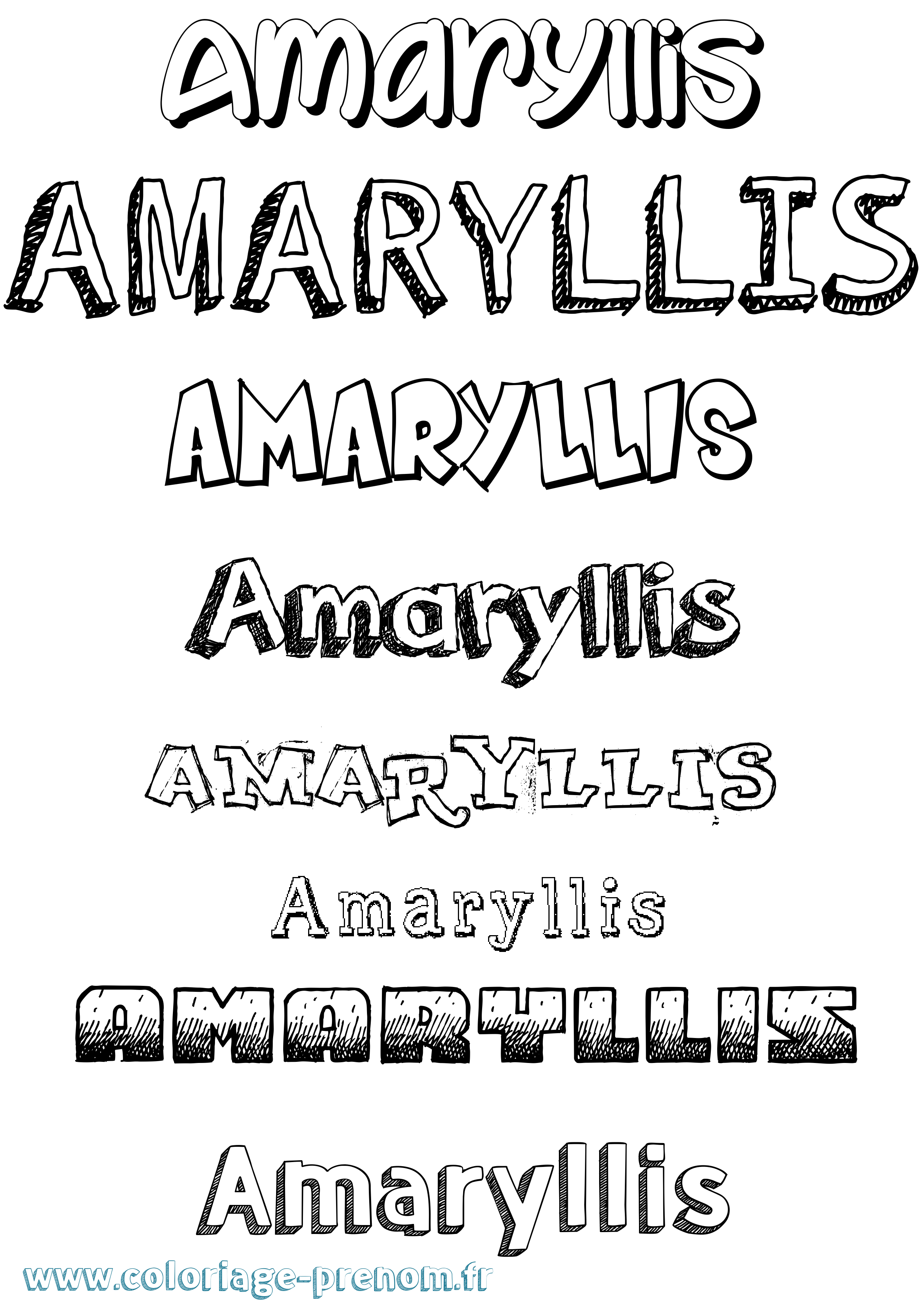Coloriage prénom Amaryllis Dessiné
