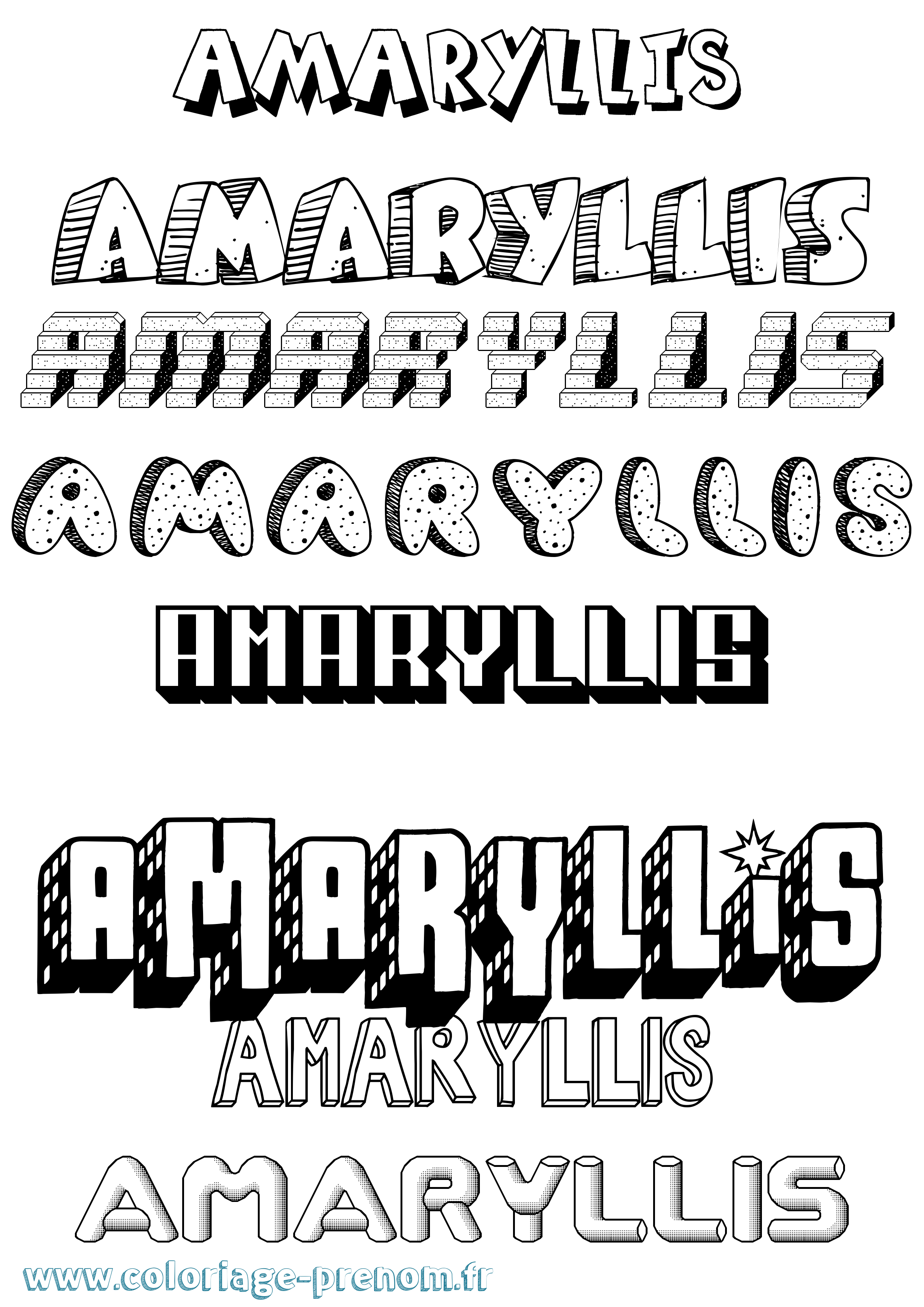 Coloriage prénom Amaryllis Effet 3D