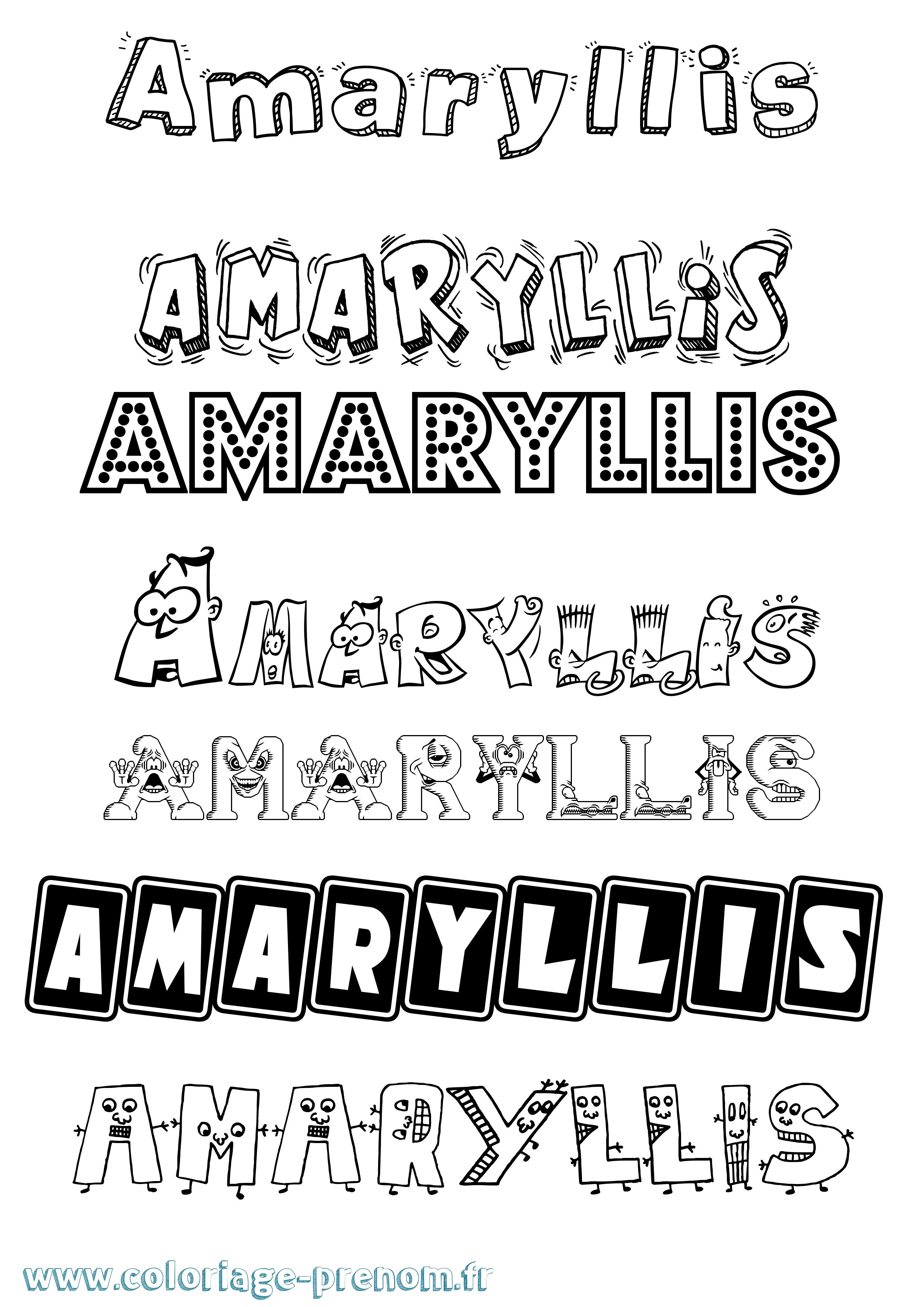 Coloriage prénom Amaryllis Fun