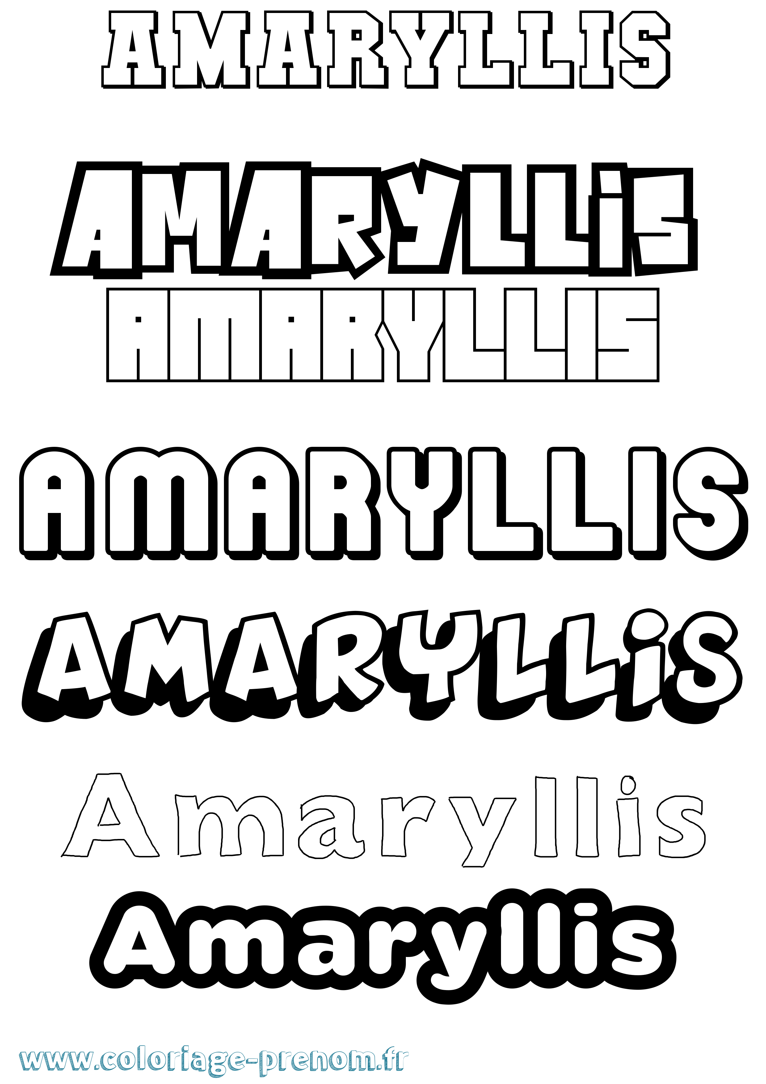 Coloriage prénom Amaryllis Simple