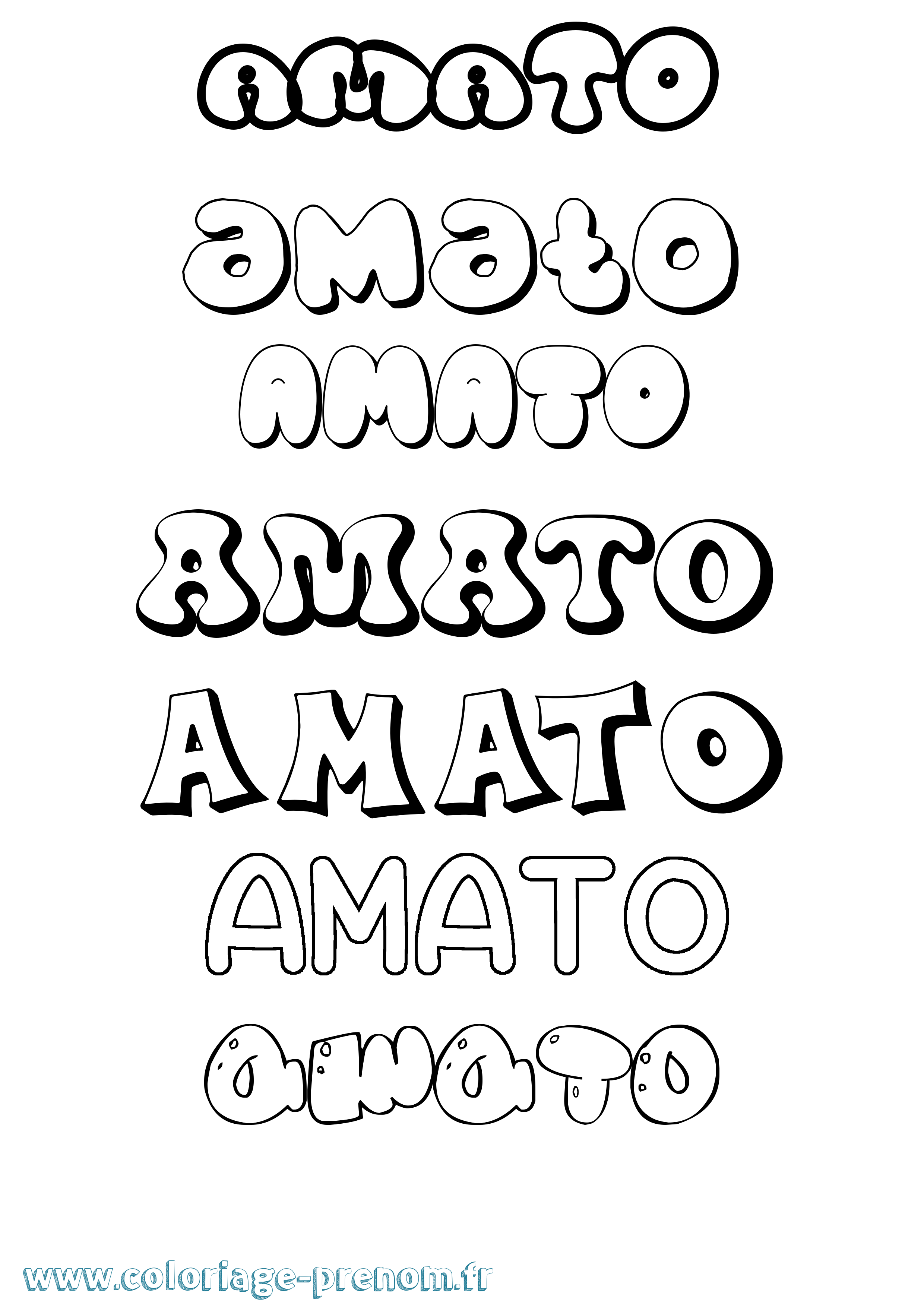 Coloriage prénom Amato Bubble