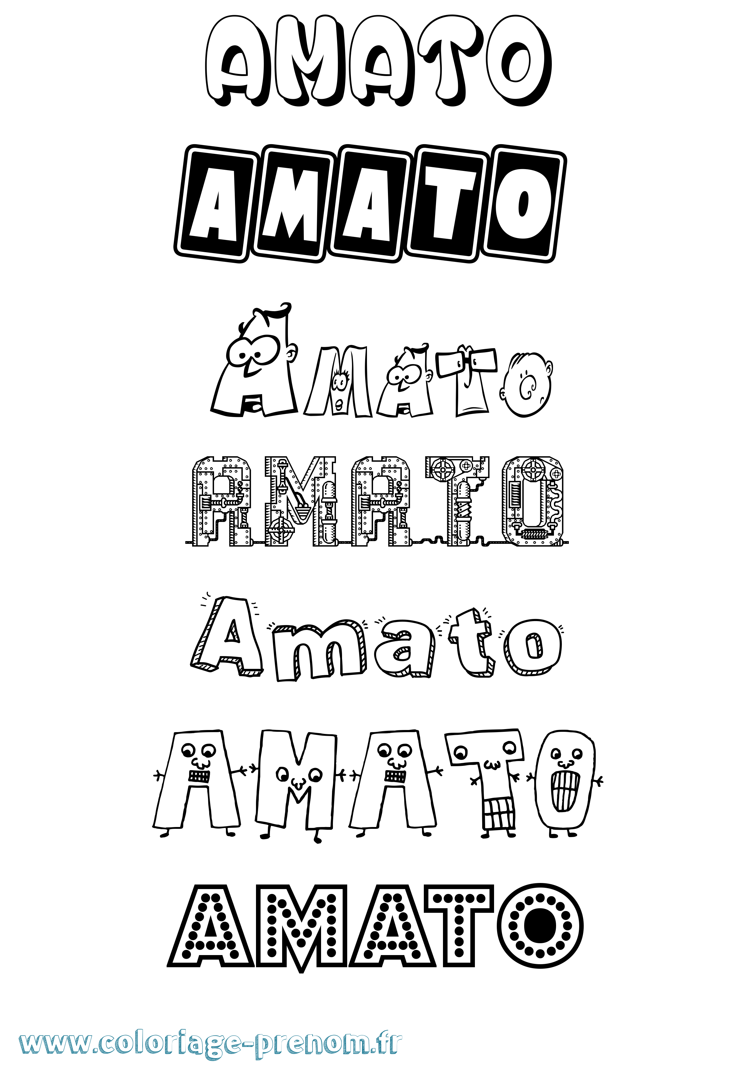 Coloriage prénom Amato Fun