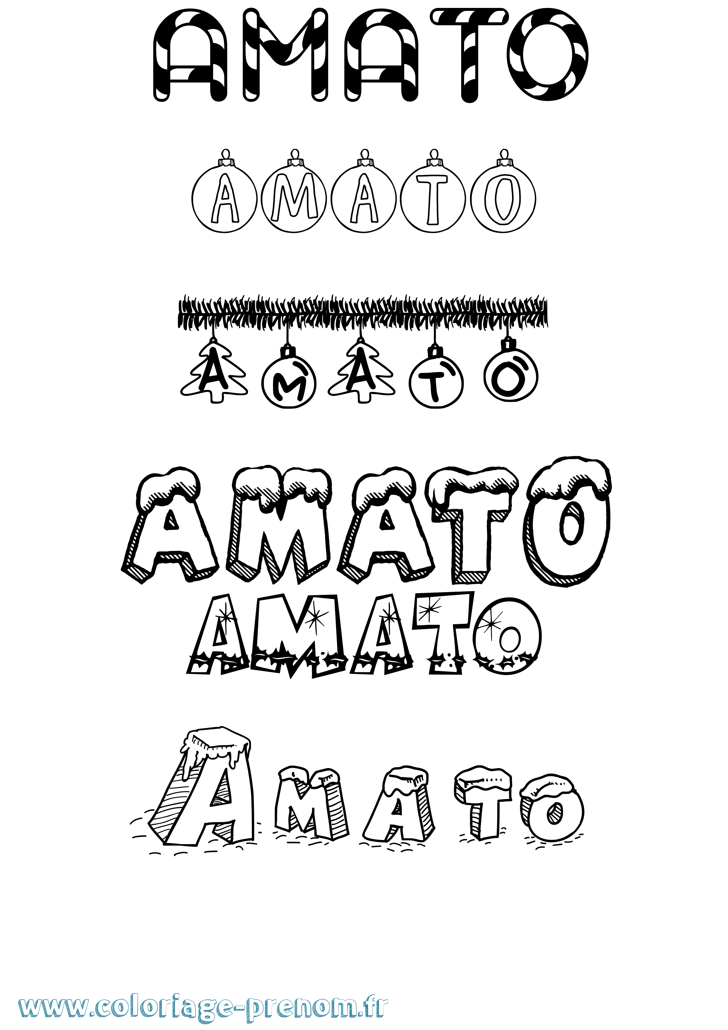 Coloriage prénom Amato Noël