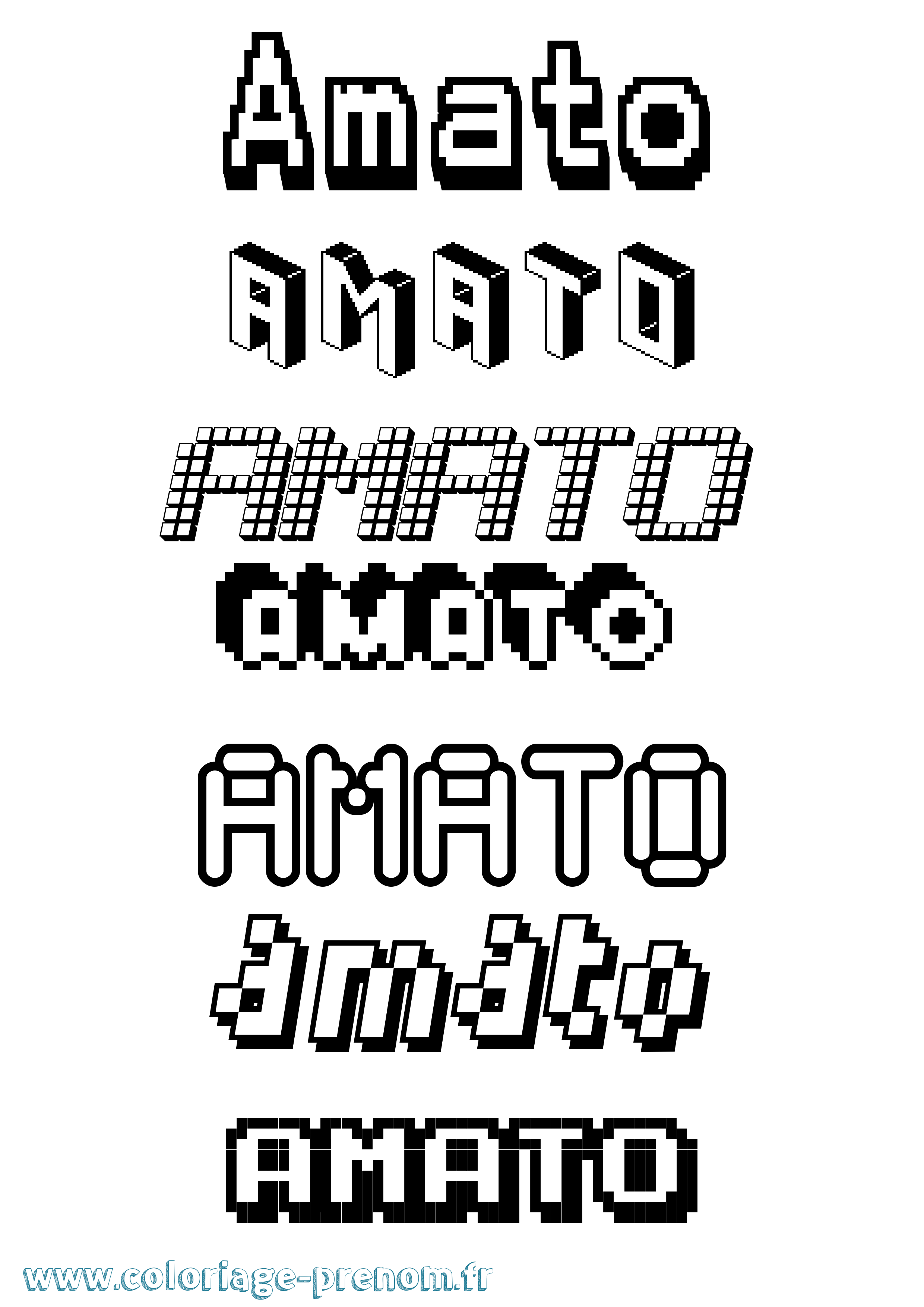 Coloriage prénom Amato Pixel