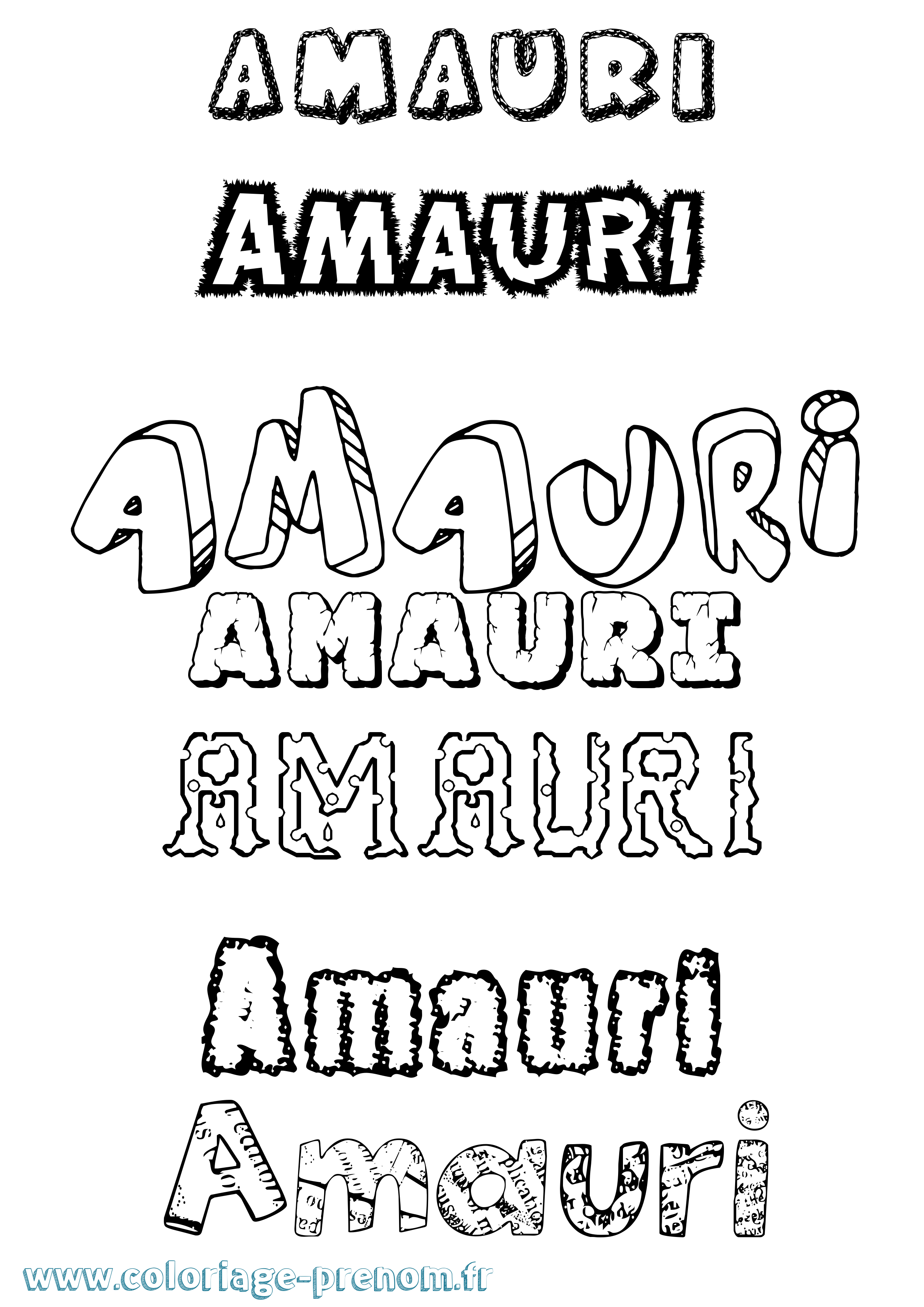 Coloriage prénom Amauri Destructuré