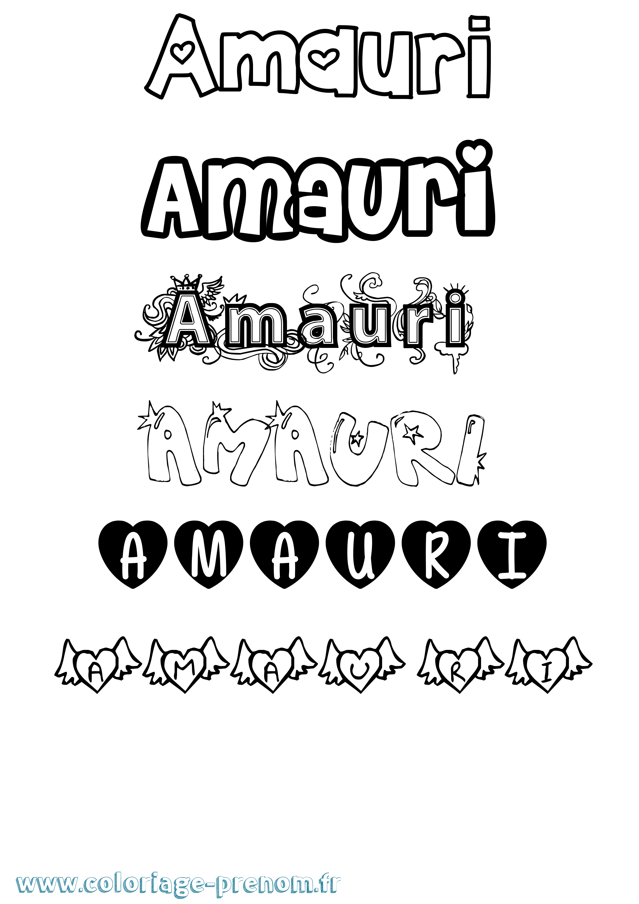 Coloriage Amauri Girly Coloriage prénom Amauri Girly