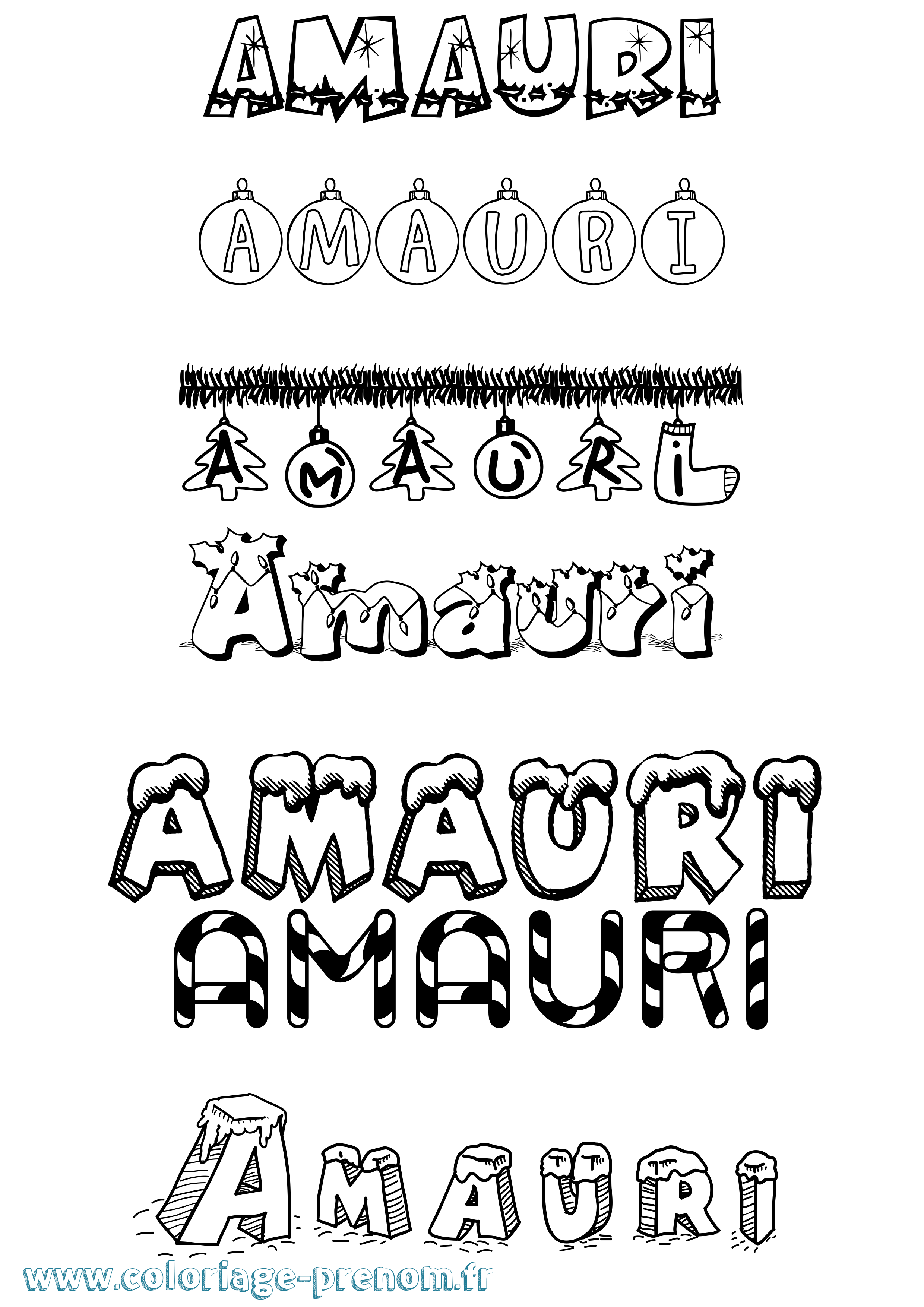 Coloriage Amauri Noël Coloriage prénom Amauri Noël