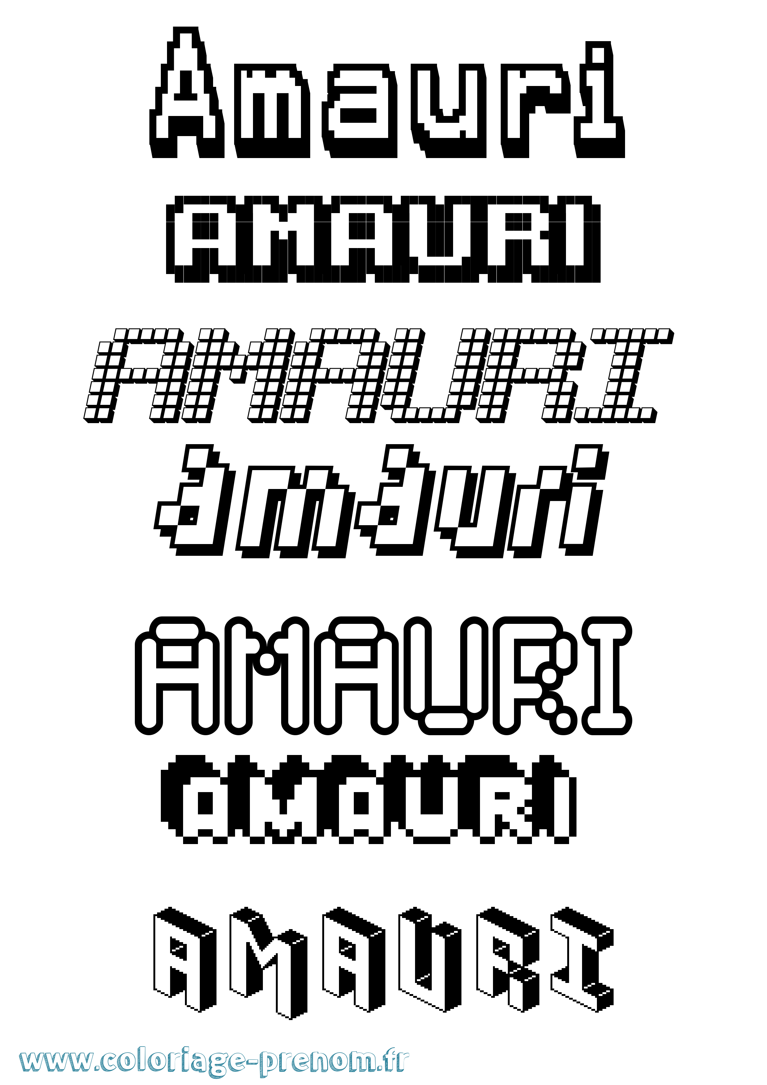 Coloriage prénom Amauri Pixel