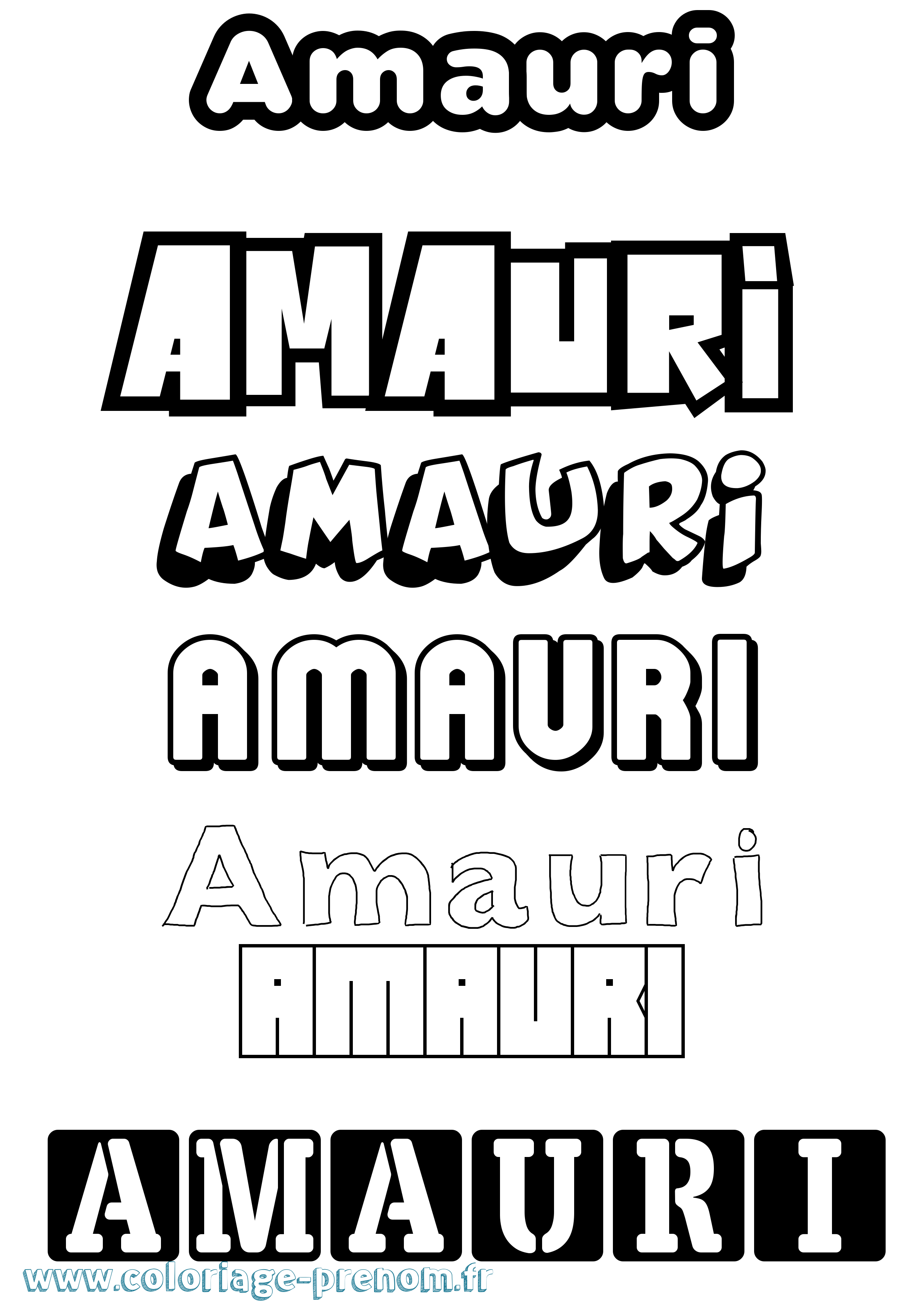 Coloriage prénom Amauri Simple