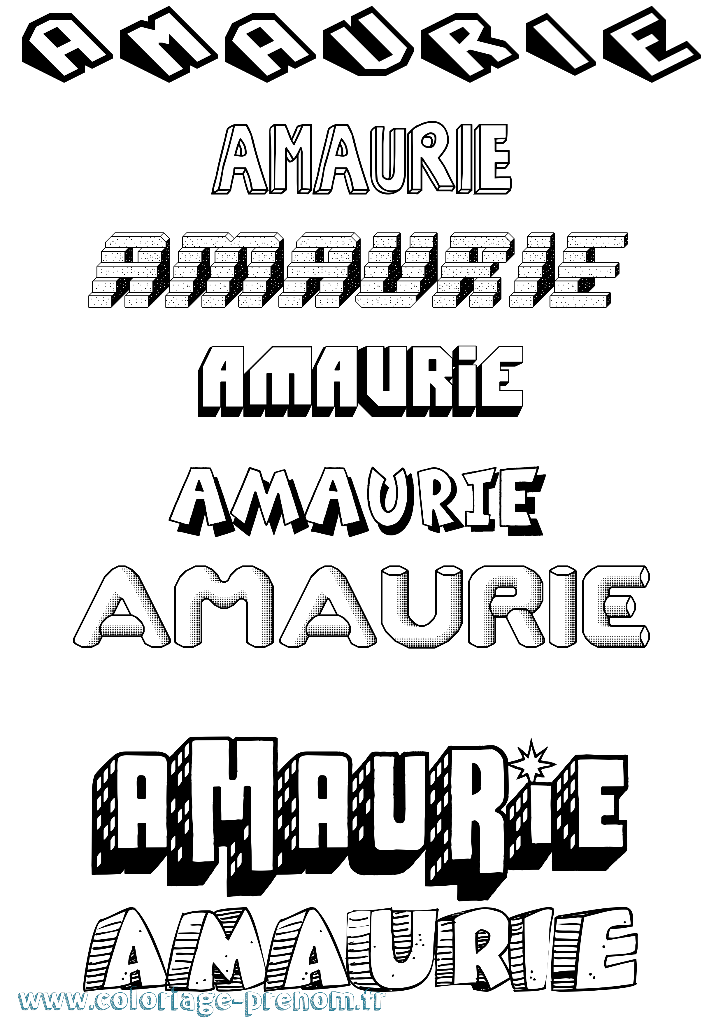 Coloriage prénom Amaurie Effet 3D