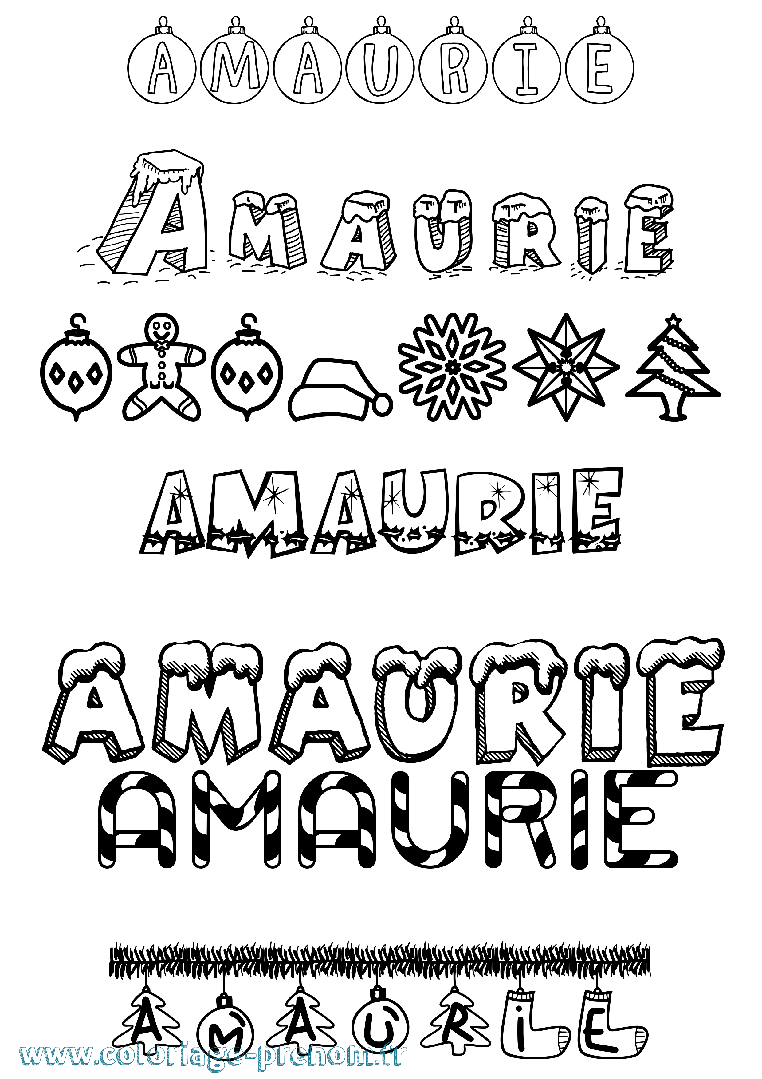 Coloriage Amaurie Noël Coloriage prénom Amaurie Noël