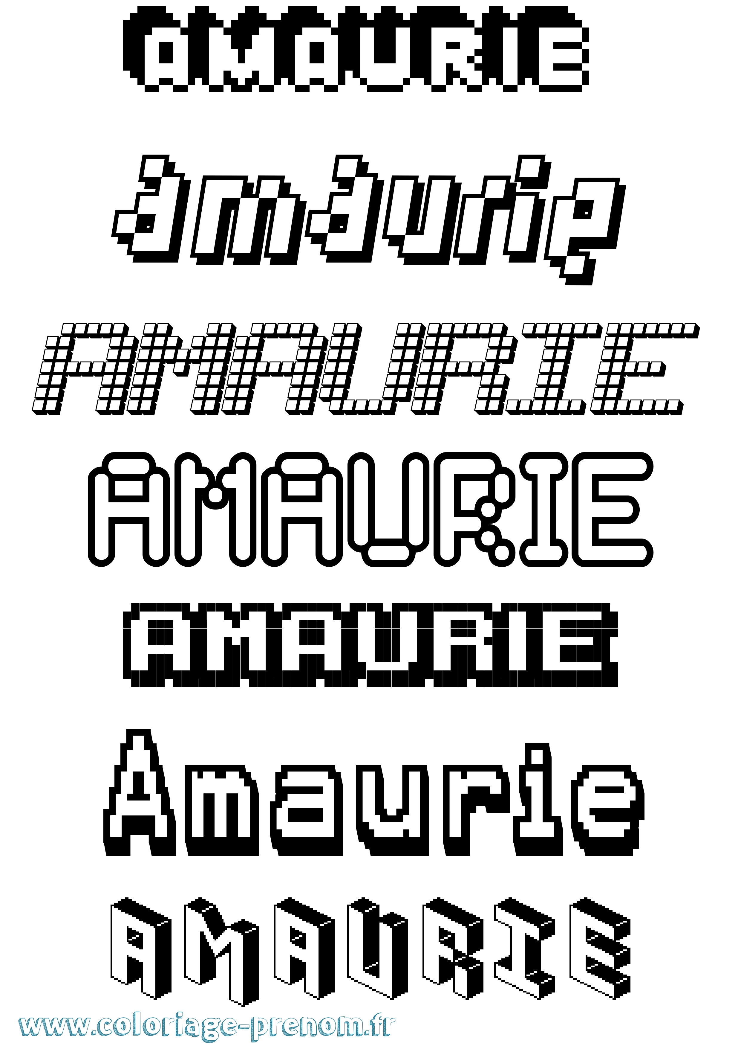 Coloriage prénom Amaurie Pixel