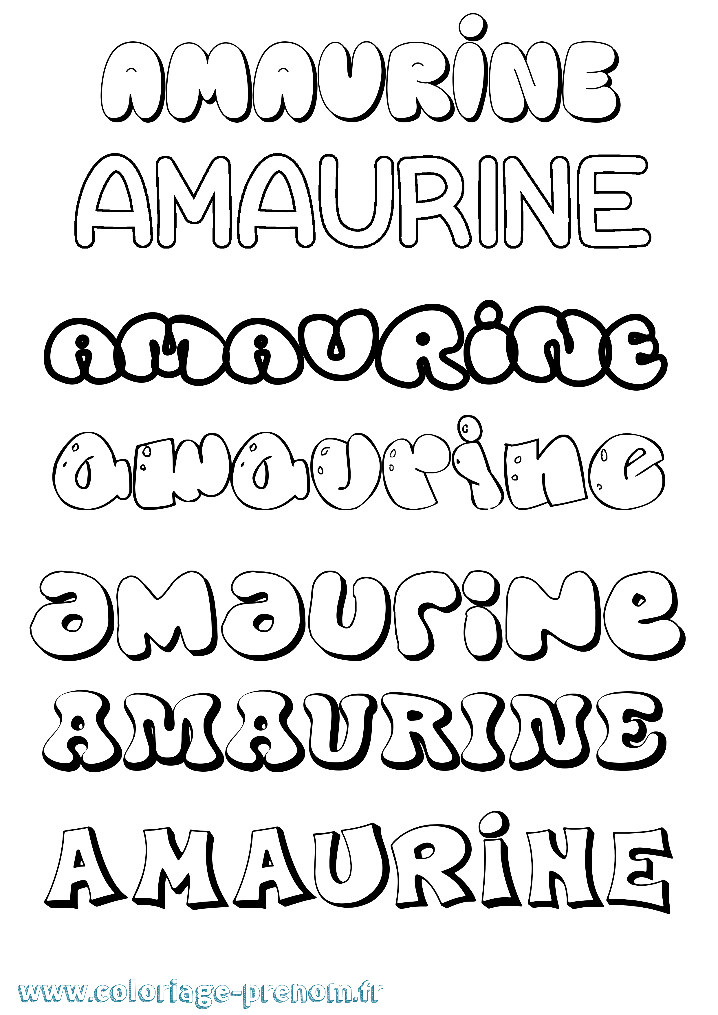 Coloriage prénom Amaurine Bubble