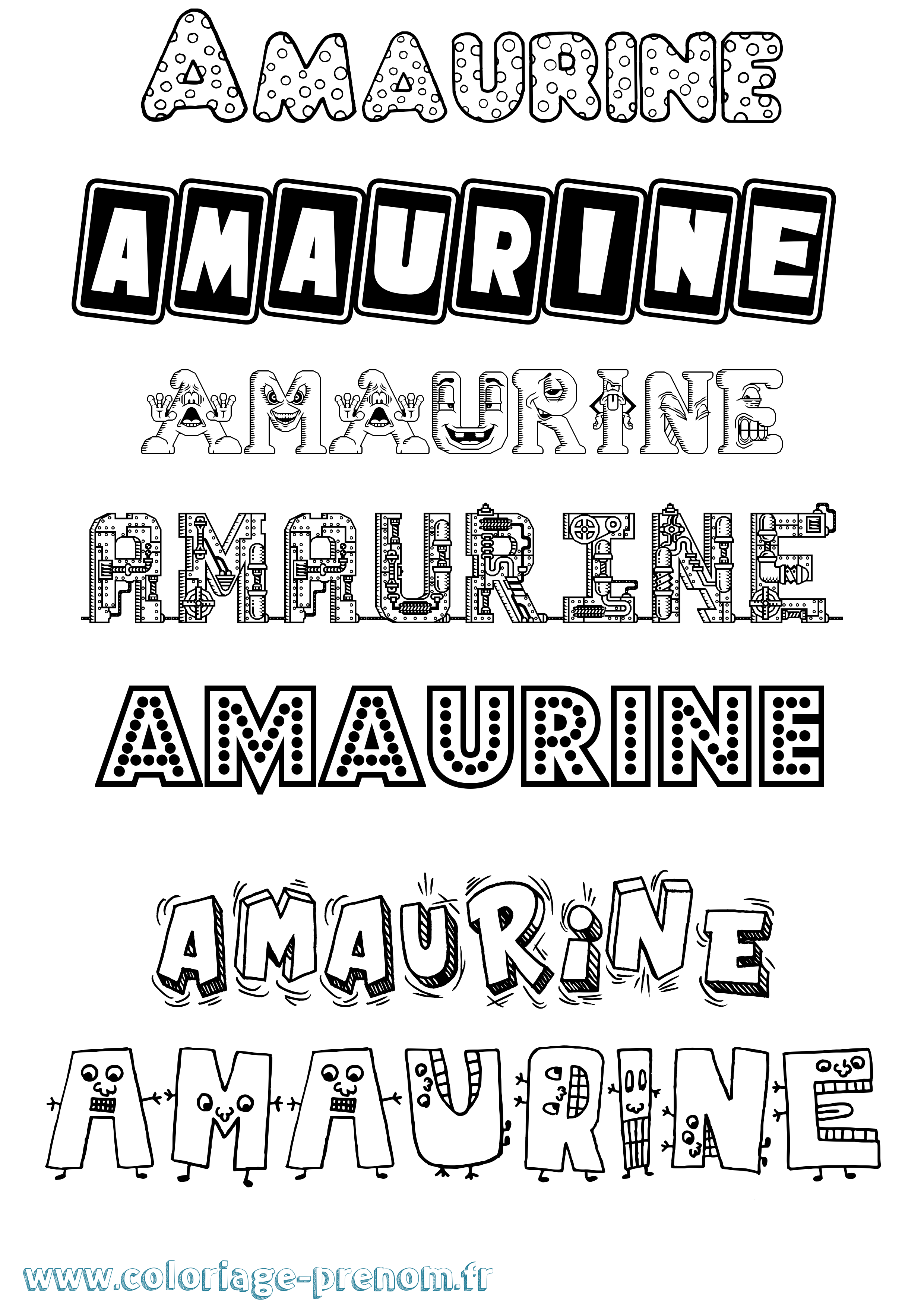 Coloriage prénom Amaurine Fun