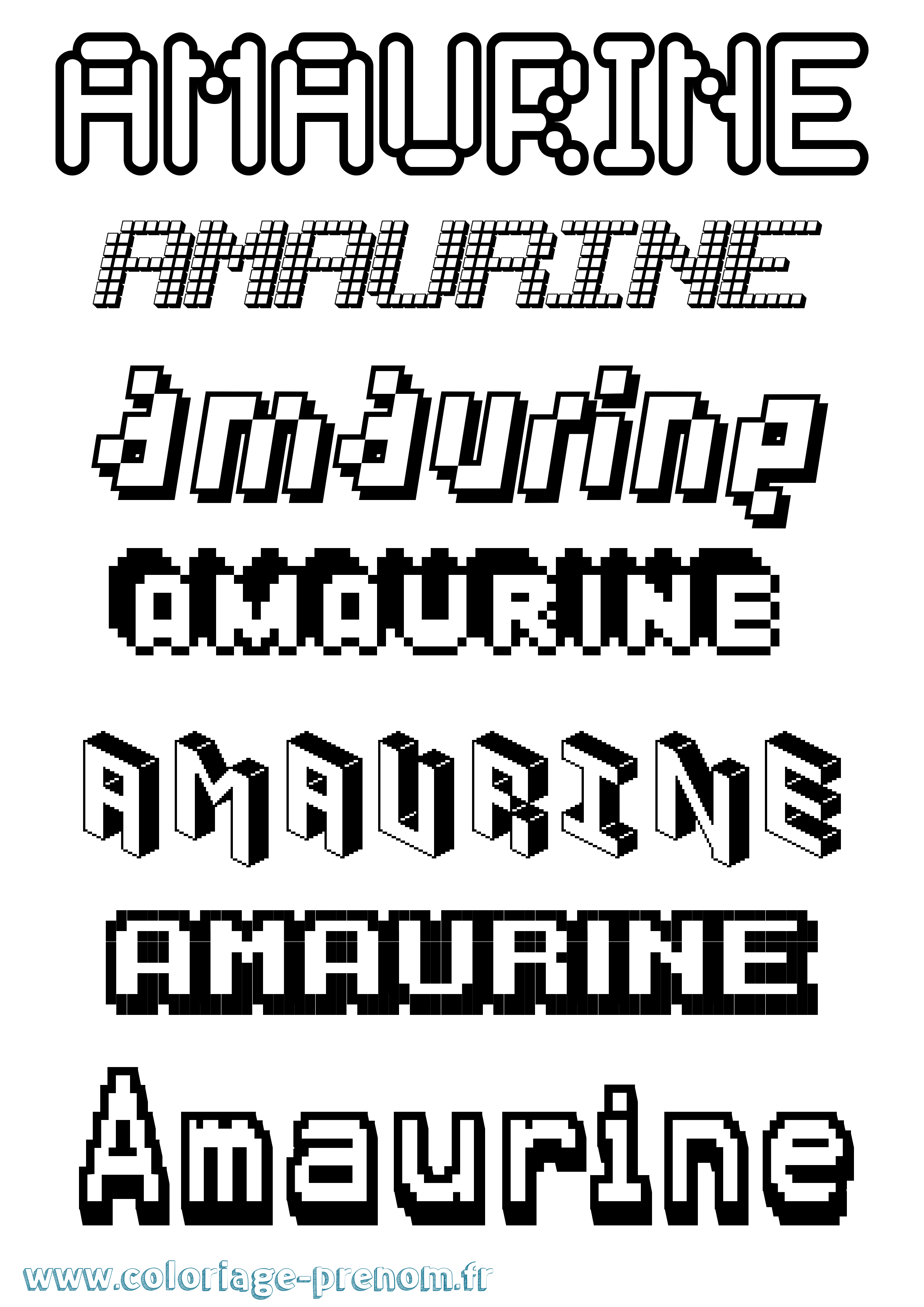 Coloriage prénom Amaurine Pixel