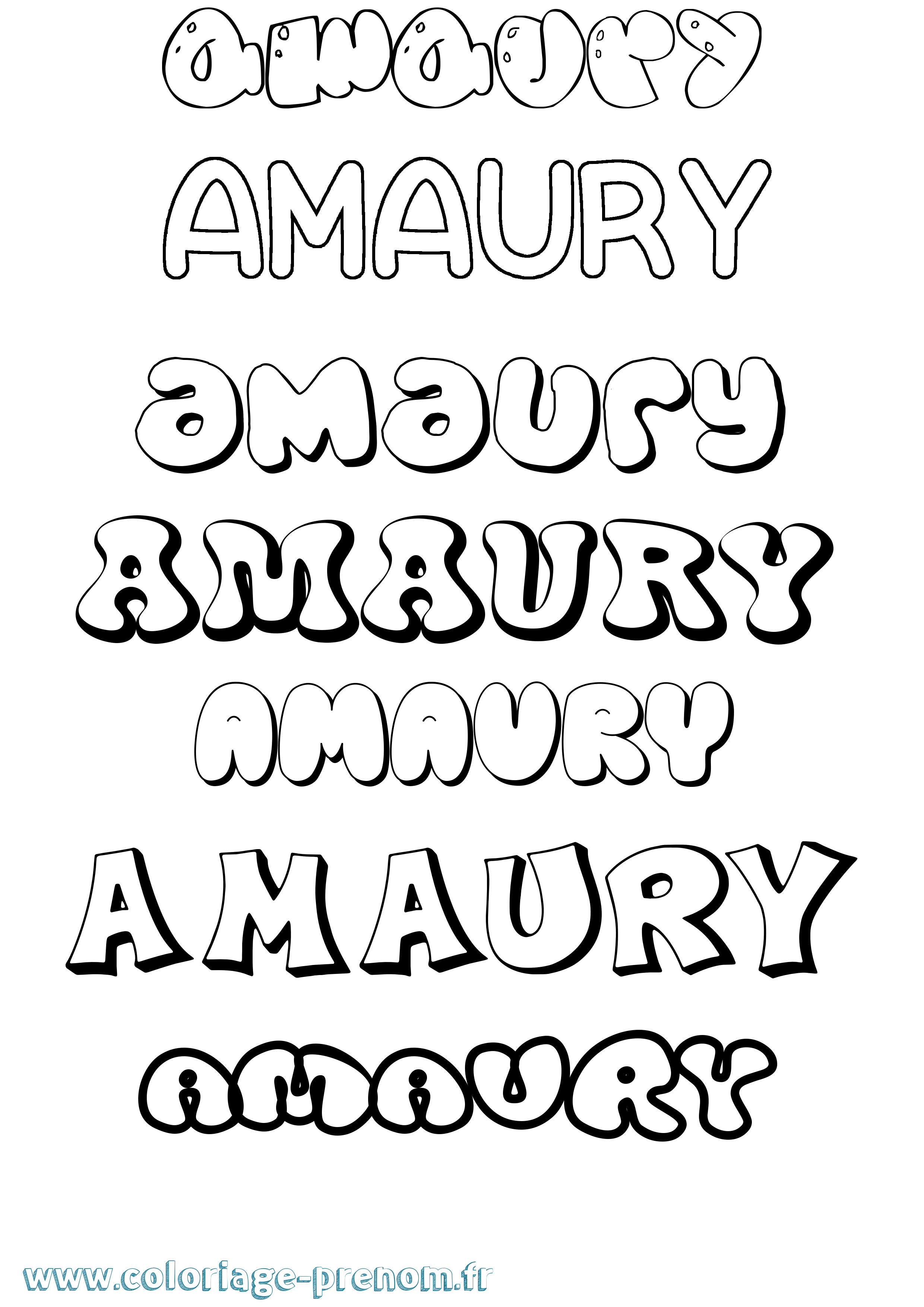 Coloriage prénom Amaury Bubble