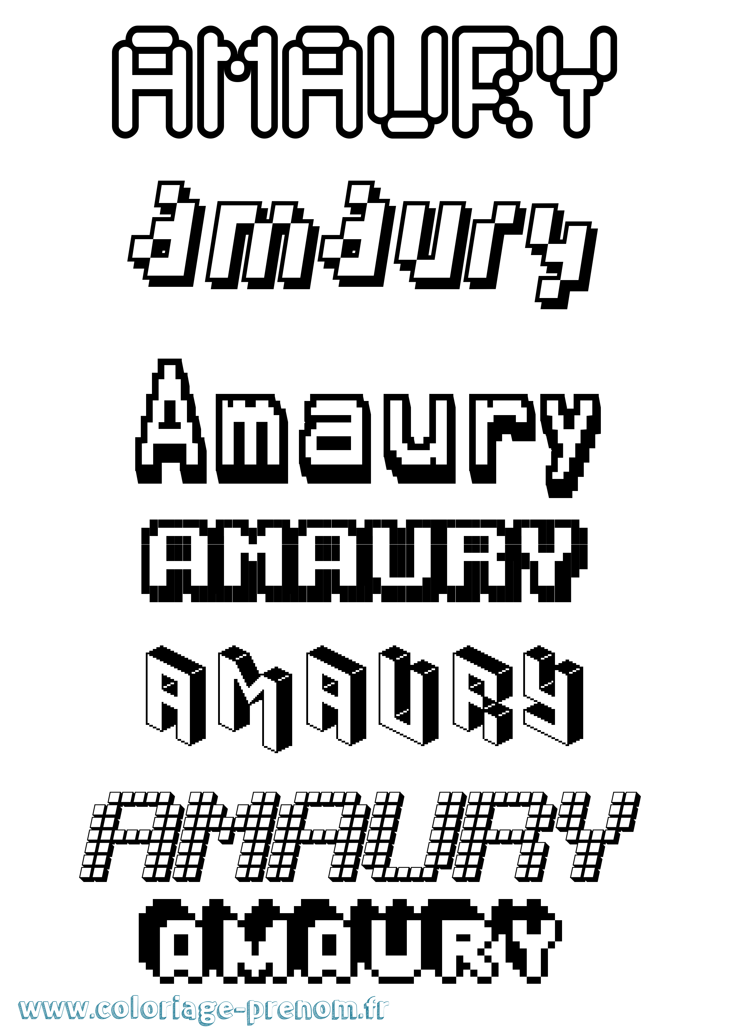 Coloriage prénom Amaury Pixel
