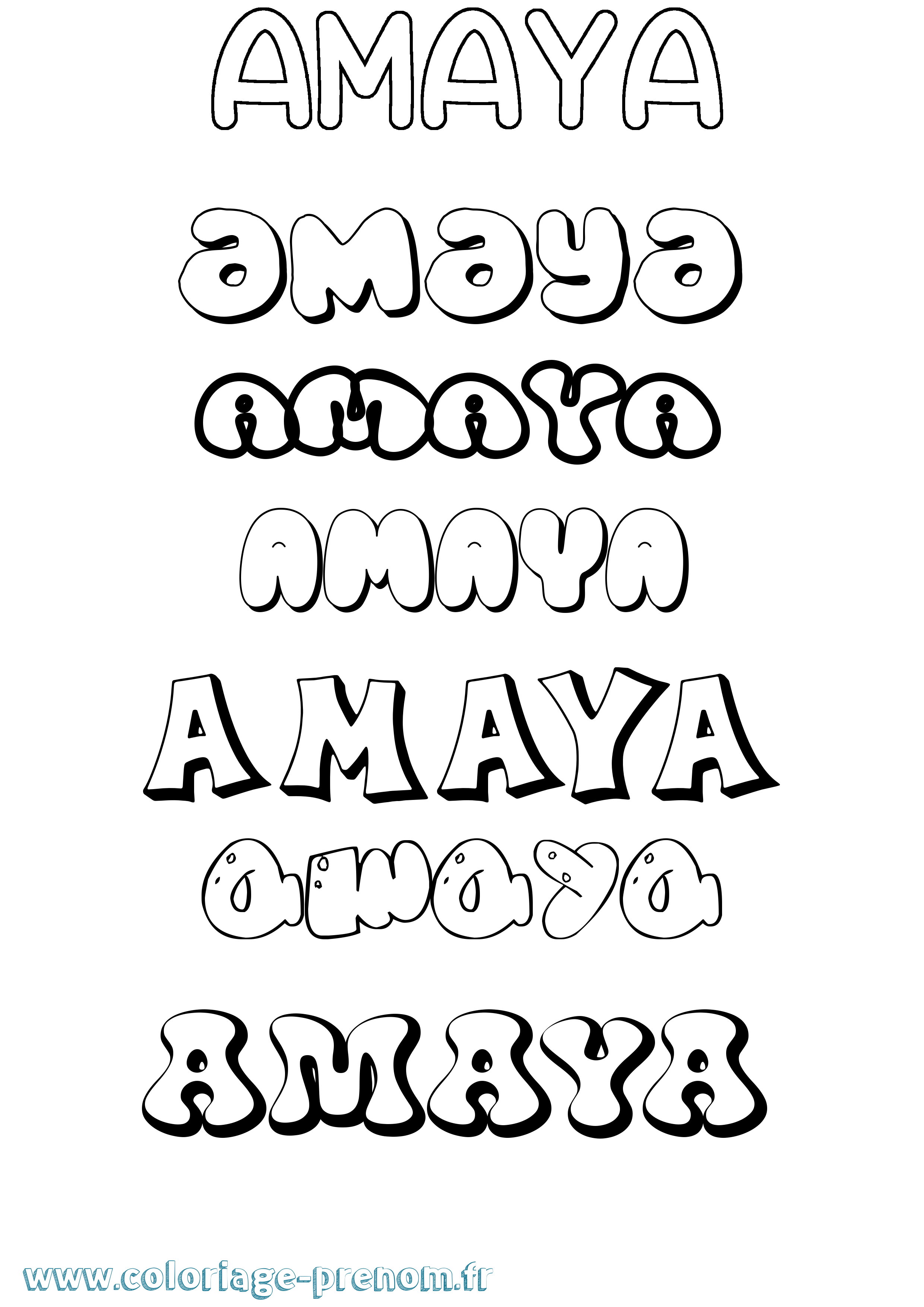 Coloriage prénom Amaya Bubble