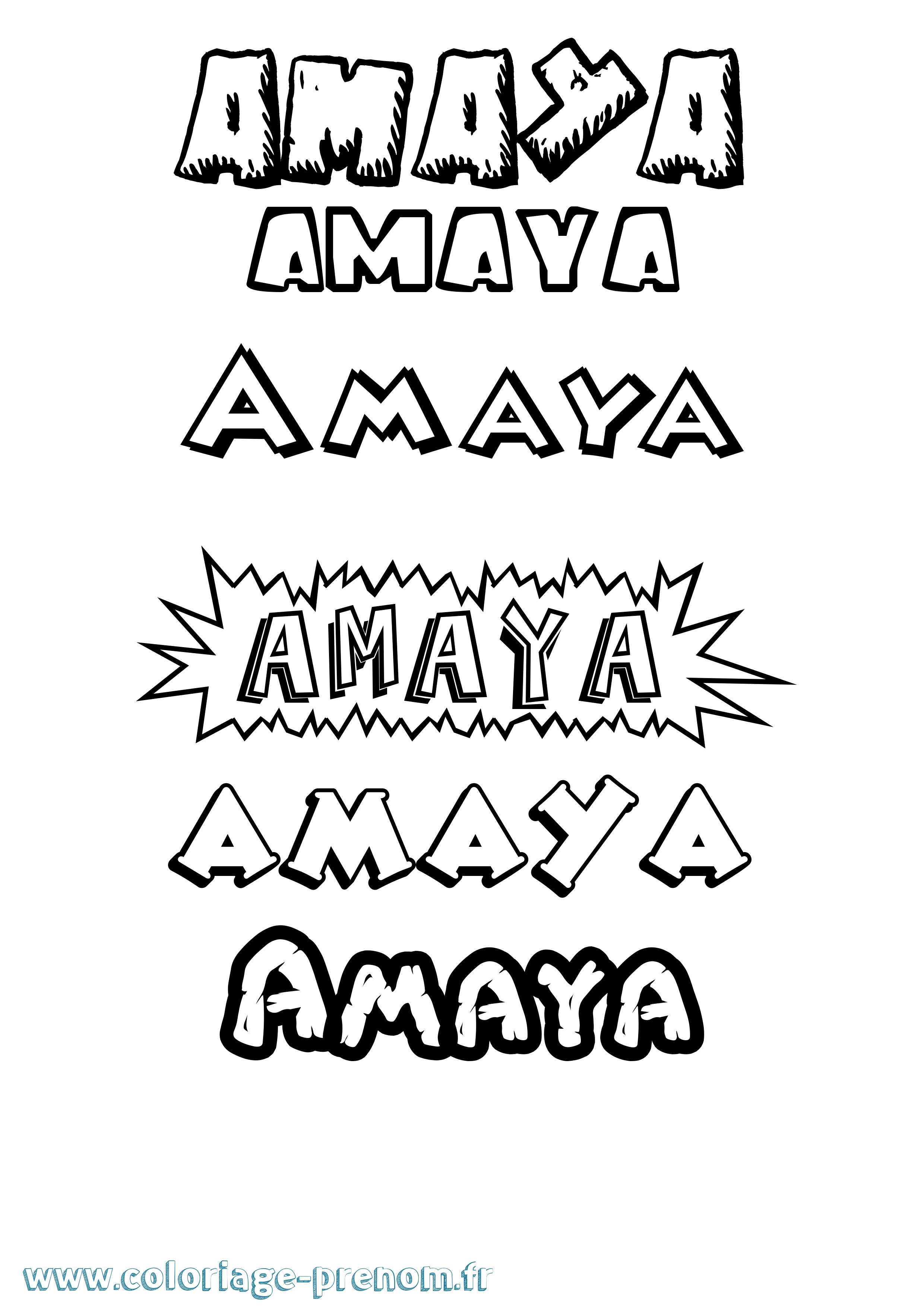 Coloriage prénom Amaya Dessin Animé