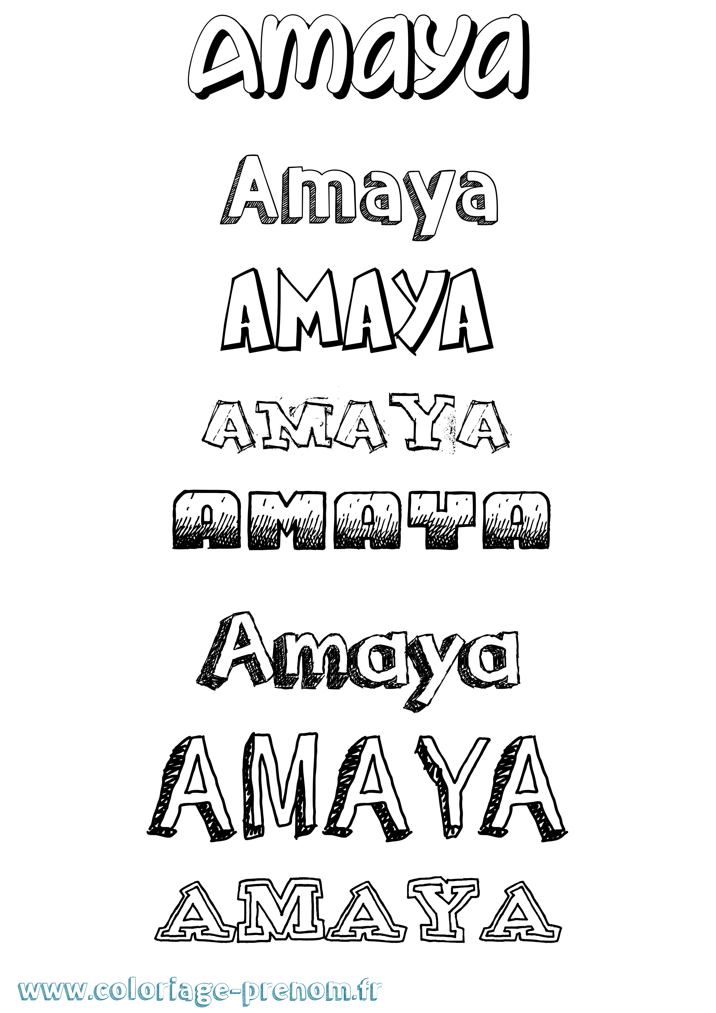 Coloriage prénom Amaya Dessiné