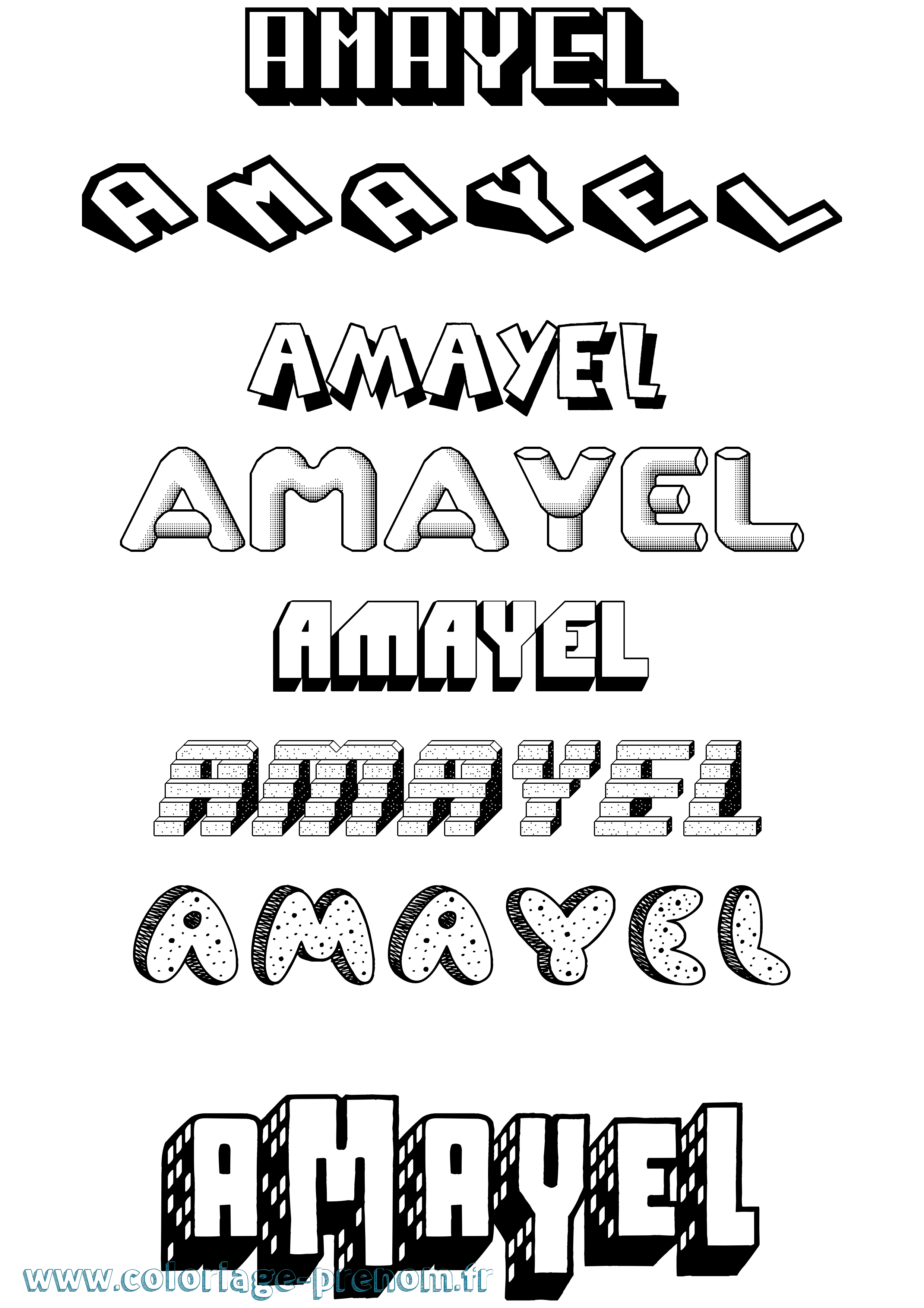 Coloriage prénom Amayel Effet 3D