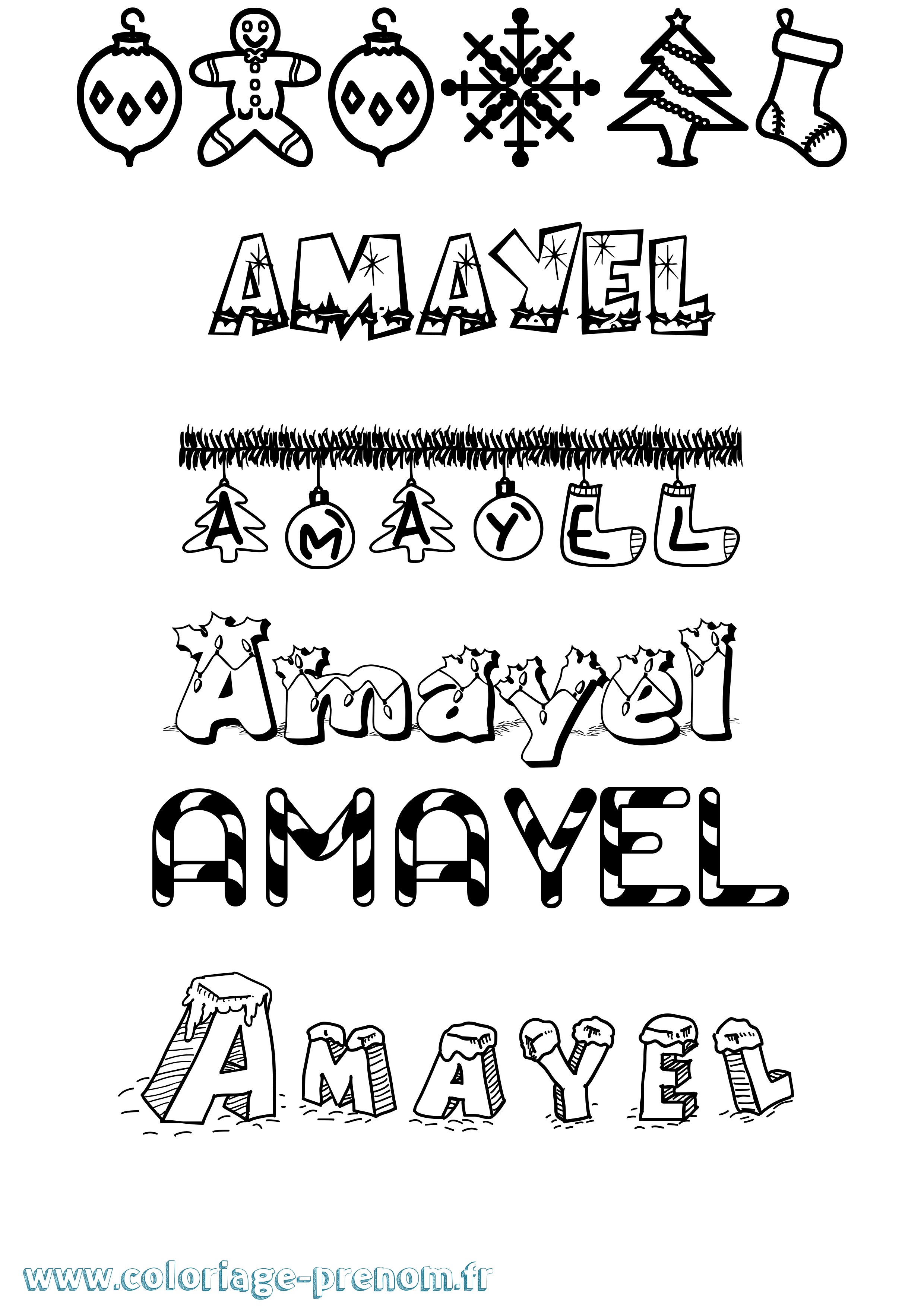 Coloriage Amayel Noël Coloriage prénom Amayel Noël